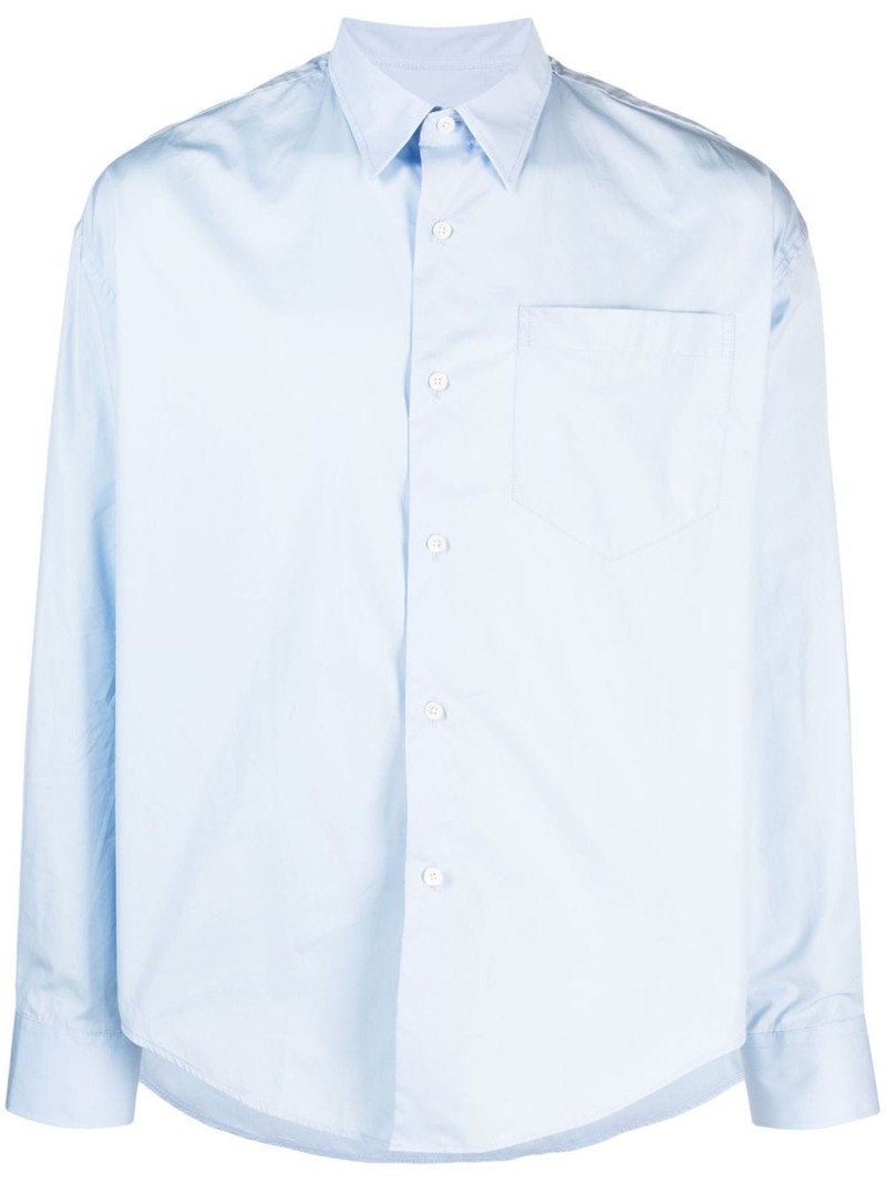 logo-embroidered cotton shirt 1