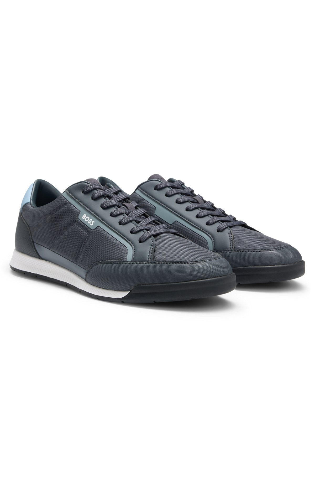MIXED-MATERIAL TRAINERS WITH CONTRAST BACK TAB - 2