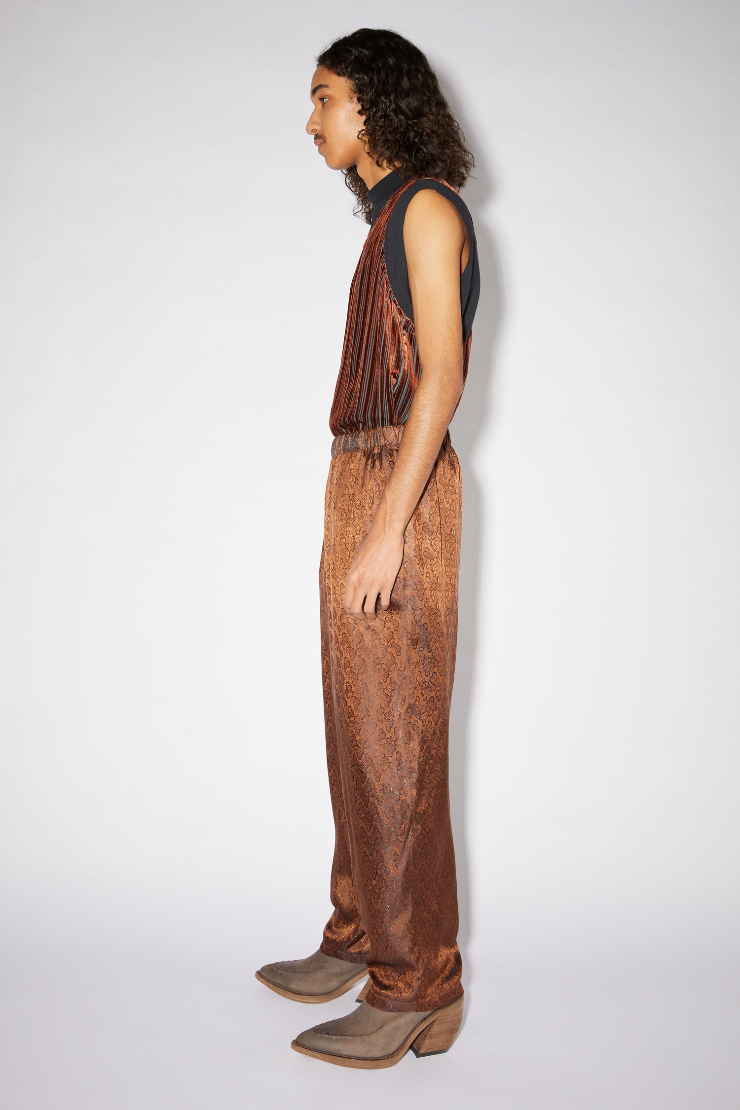 Jacquard trousers - Brown - 4