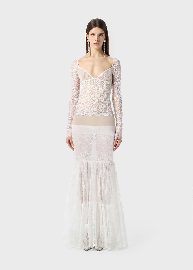 Blumarine LONG DRESS IN LACE AND TULLE outlook