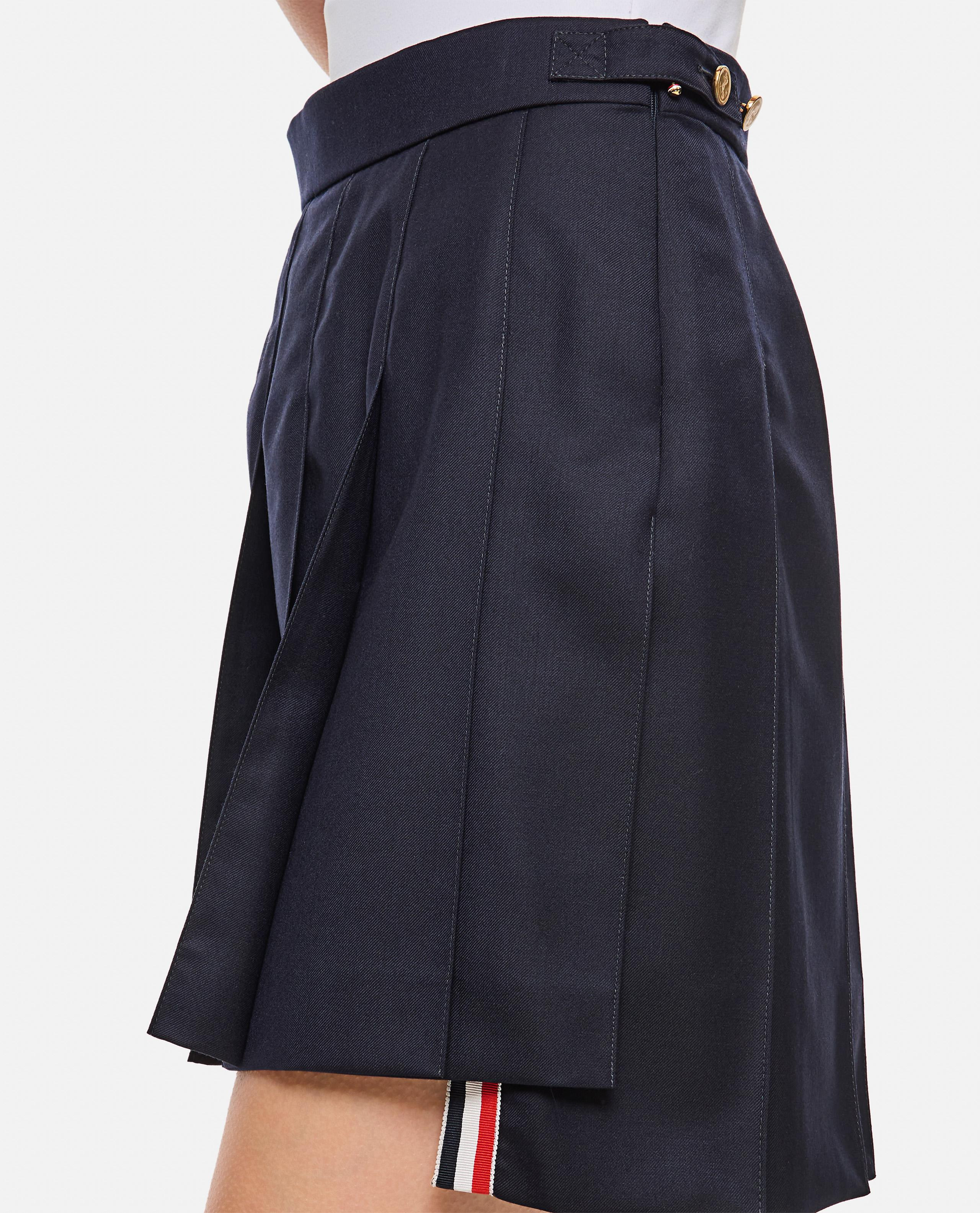 DROPPED BACK PLEATED WOOL MINI SKIRT - 5
