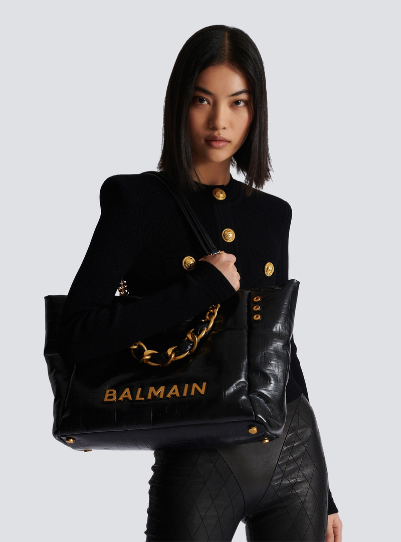 1945 Soft tote bag in embossed crackled calfskin with a PB Labyrinth monogram 9