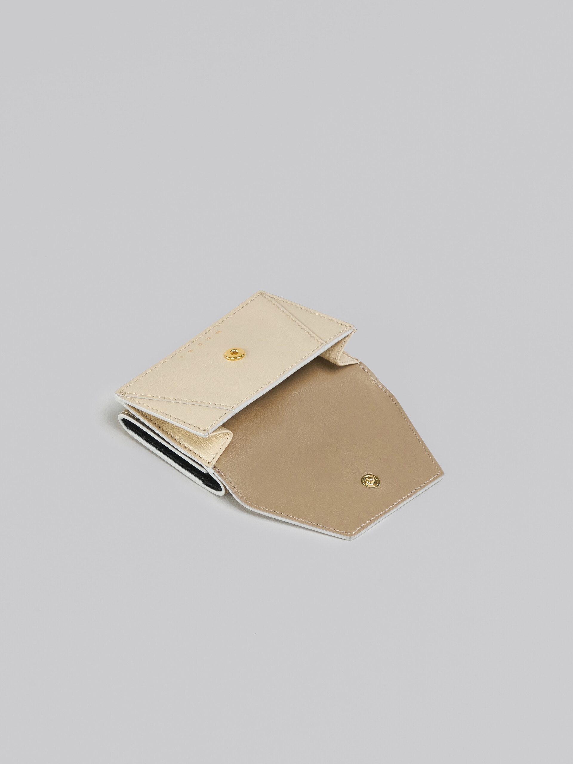 GREY-GREEN AND BEIGE LEATHER TRI-FOLD WALLET - 5