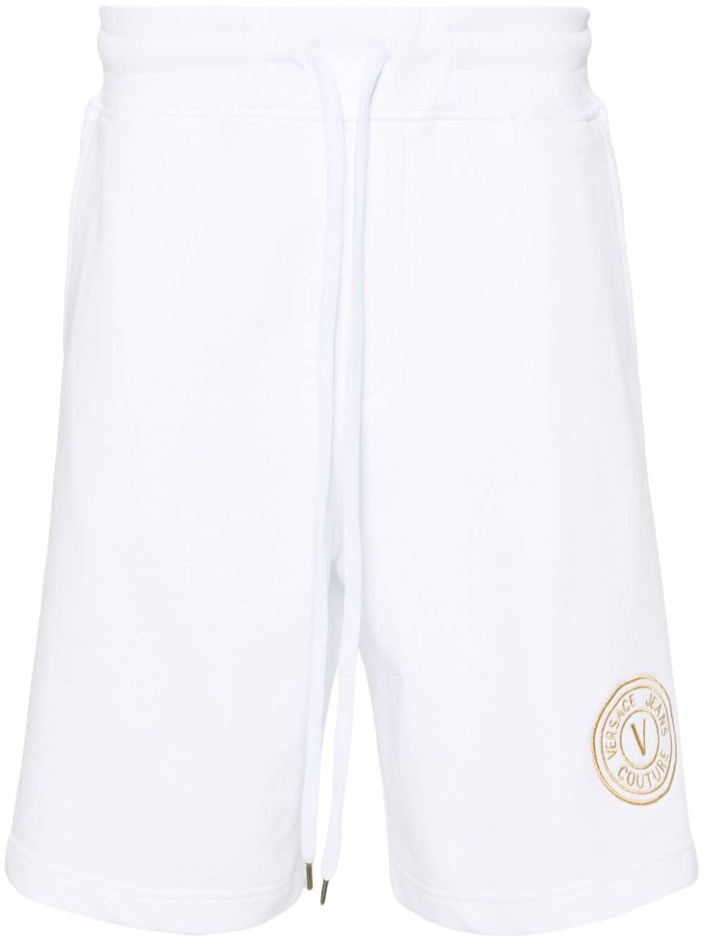 V-Emblem cotton track shorts - 1