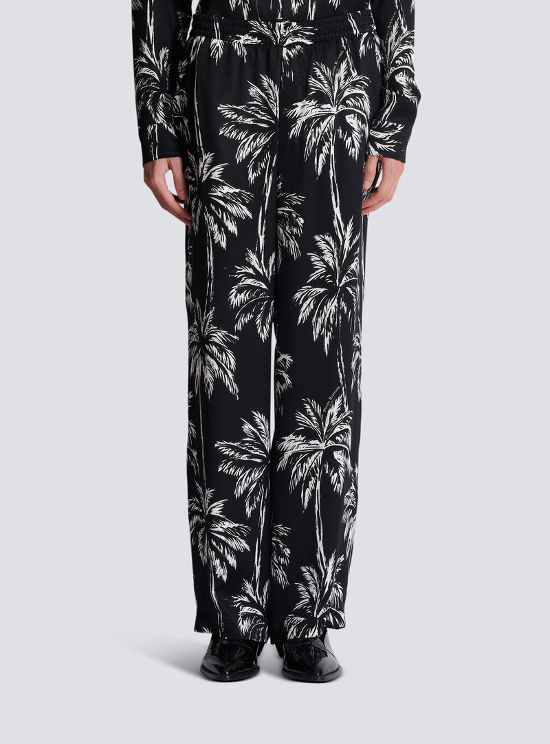 Palm print satin pyjama trousers 5