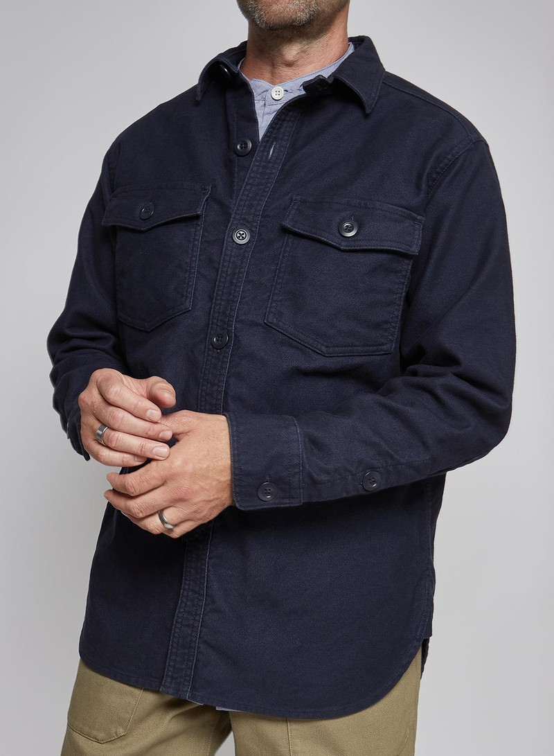 Nigel Cabourn Big Overshirt in Black Navy outlook