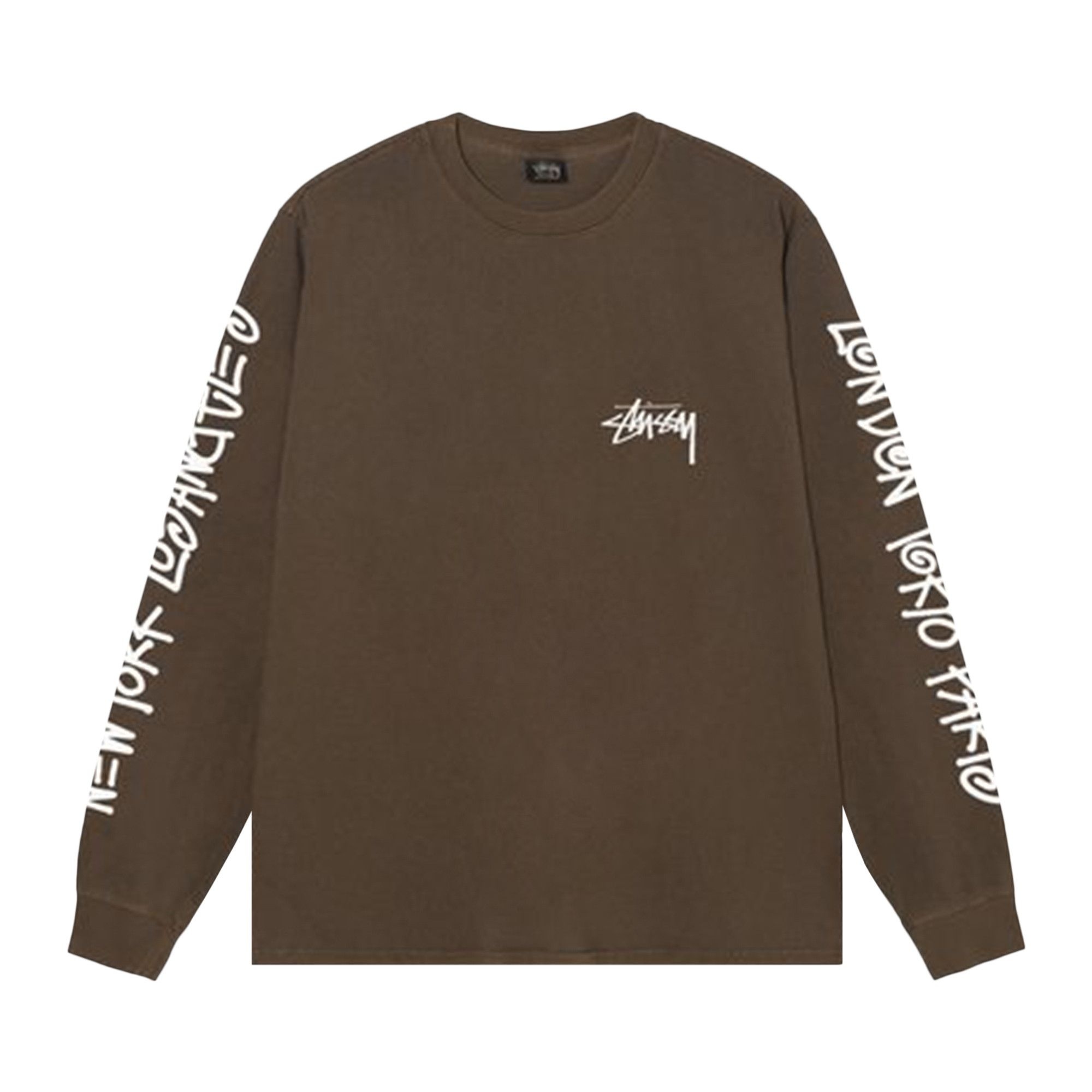 Stussy Big Cities Pigment Dyed Long-Sleeve Tee 'Coffee' - 1