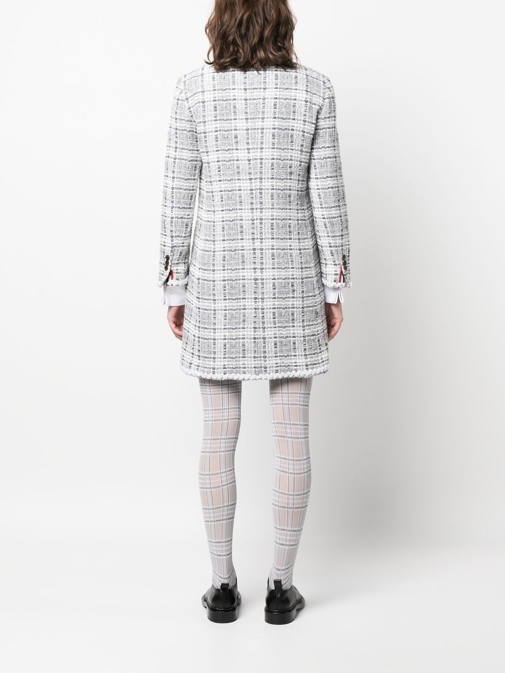 crochet-appliqué tweed coat - 4