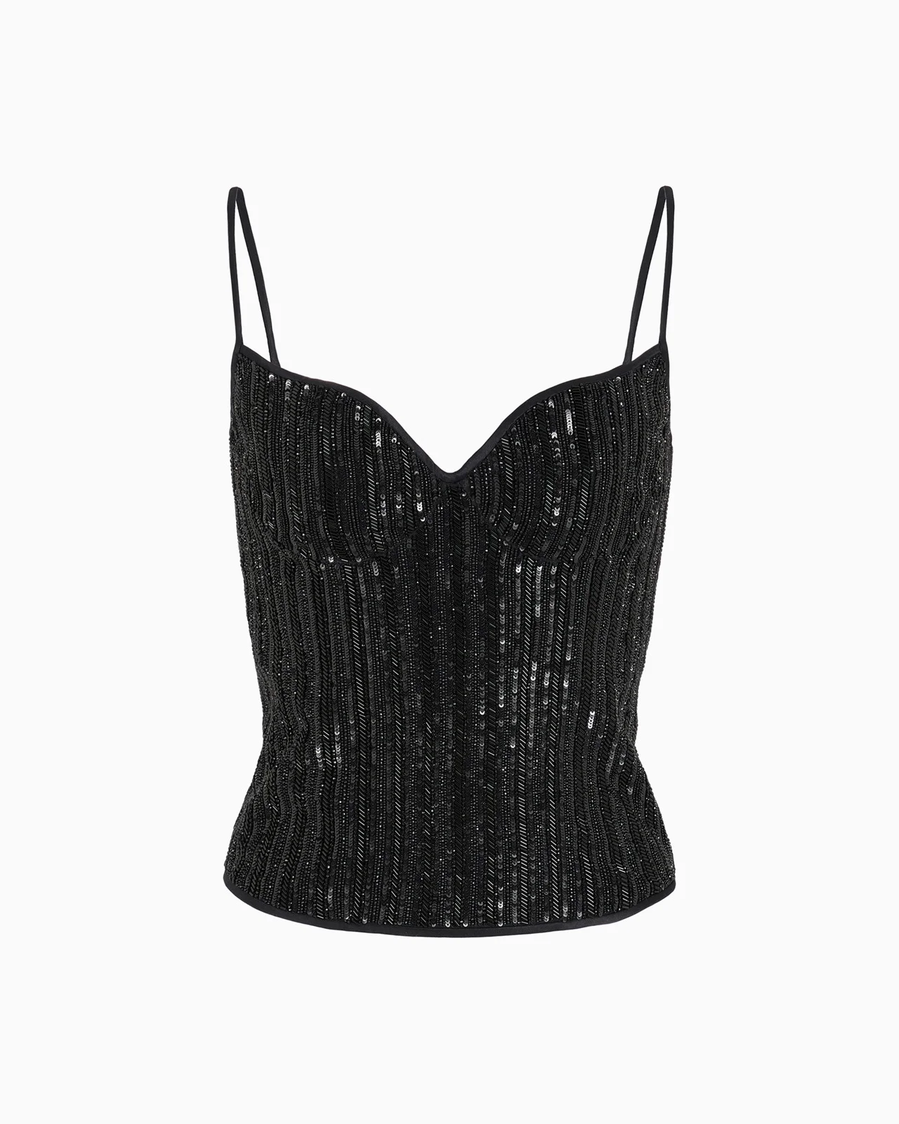 BUSTIER TOP WITH PINSTRIPE EMBROIDERY - 1