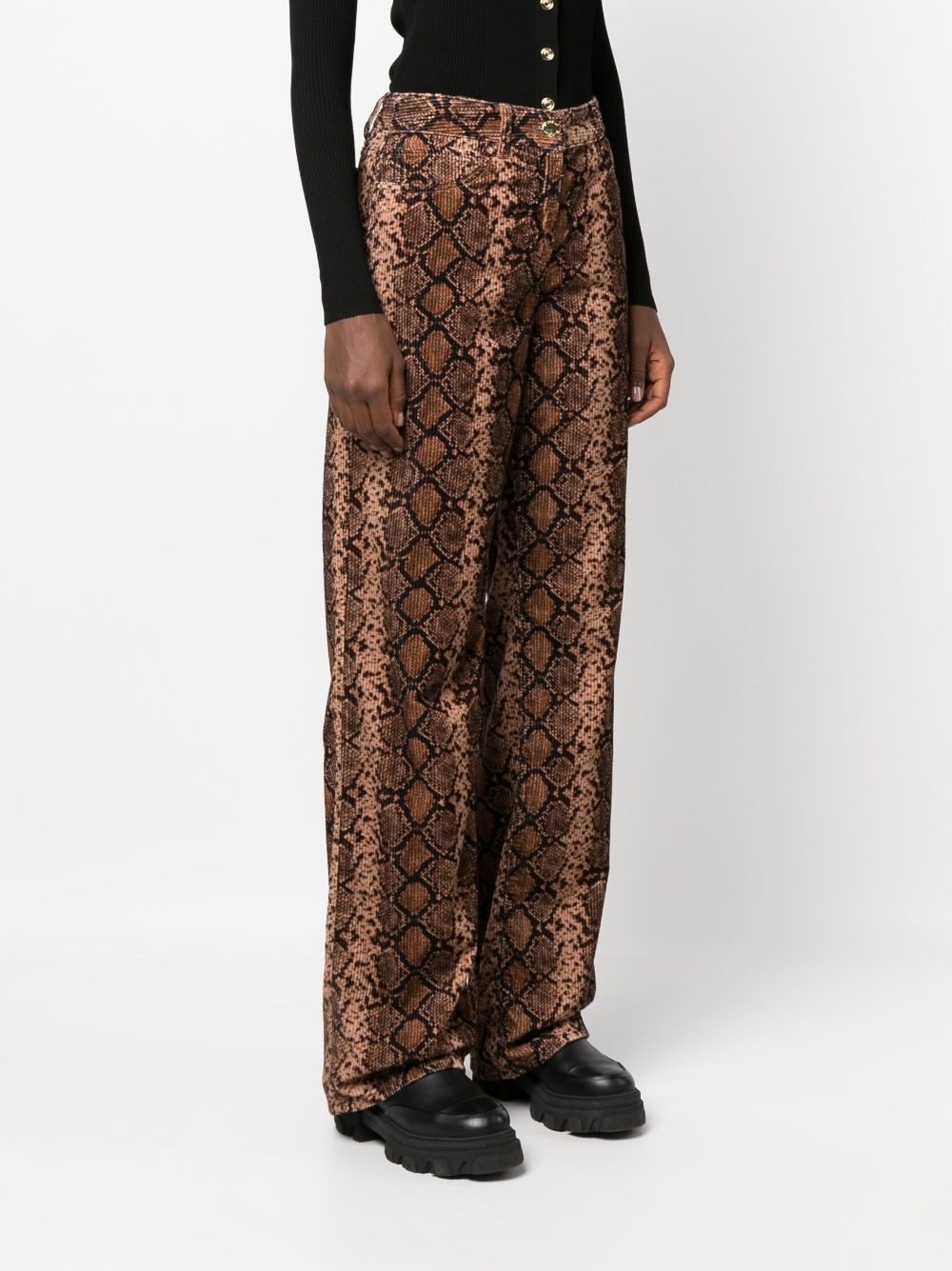 snakeskin-print corduroy trousers - 3