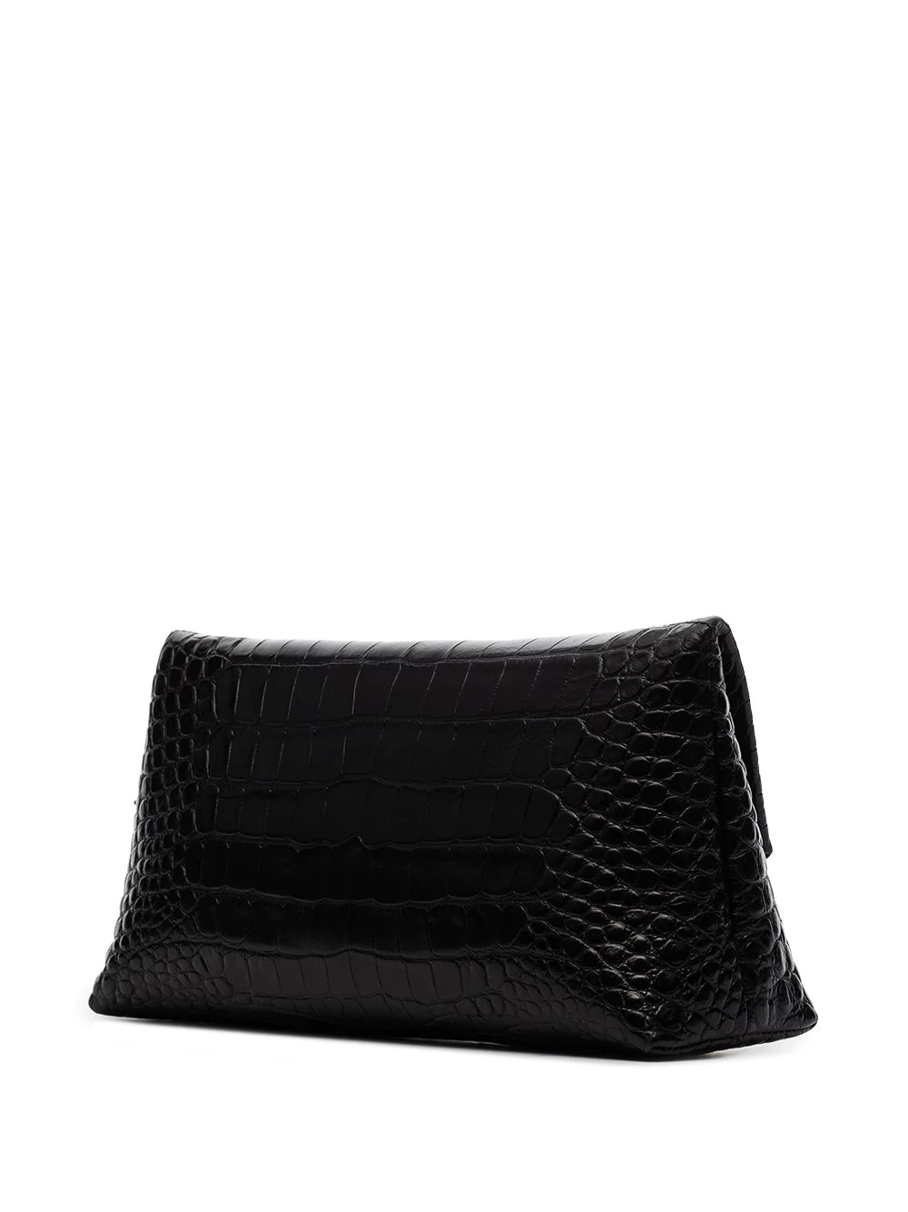 logo-plaque crocodile-effect clutch bag - 3