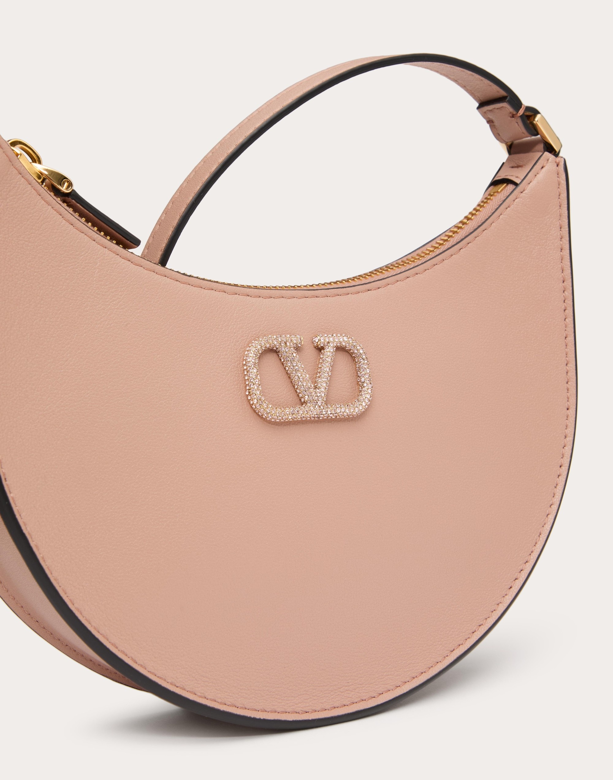 VLOGO SIGNATURE CALFSKIN HOBO MINI BAG WITH JEWEL LOGO - 7