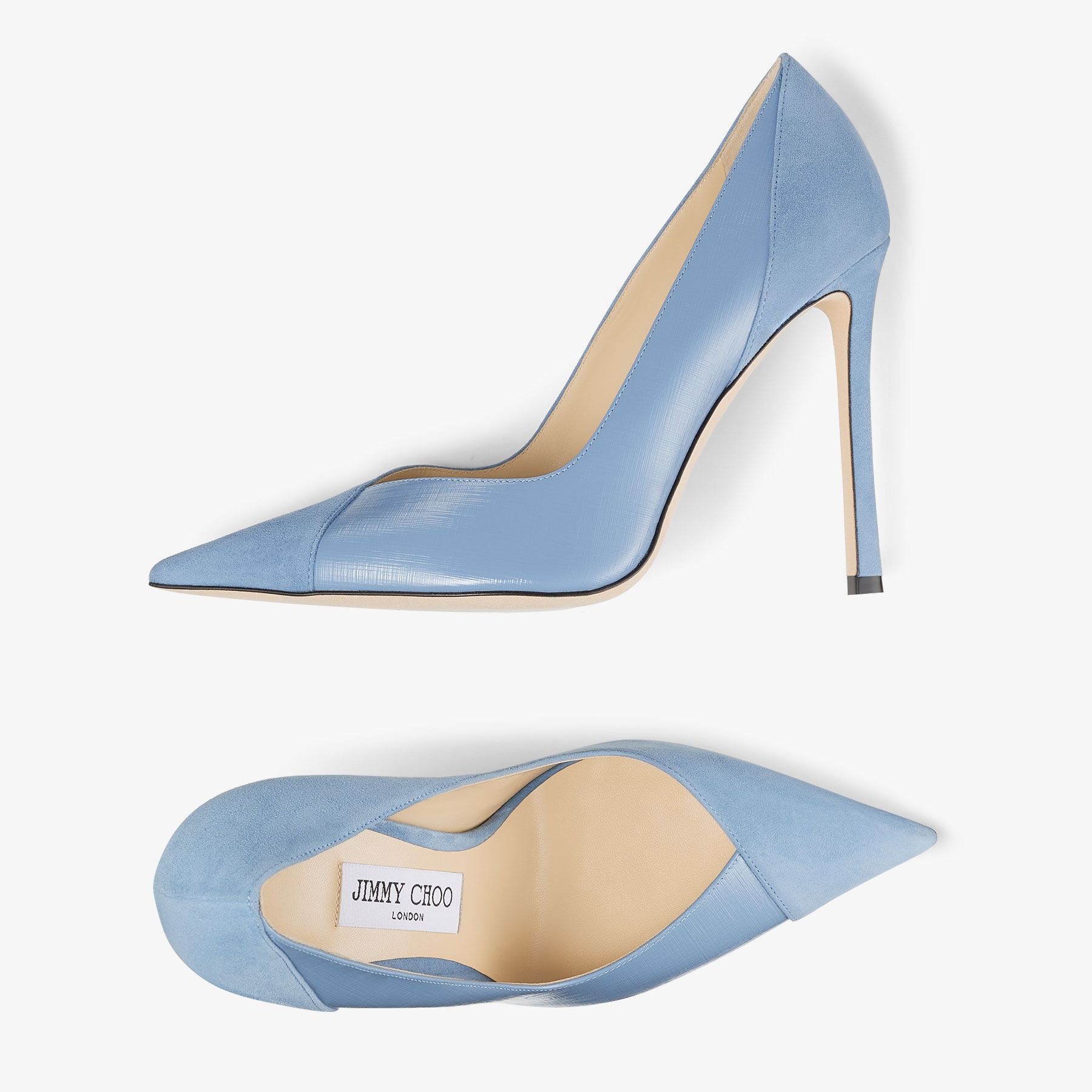 Cass 110
Smoky Blue Suede and Etched Patent Leather Pumps - 5