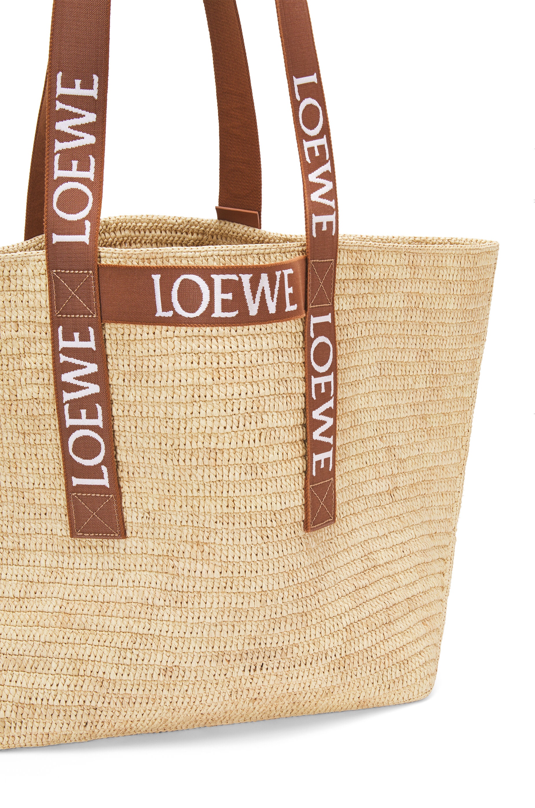 Loewe Fold Raffia Shopper Tote Bag Natural/Tan