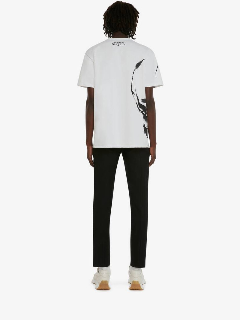 Men's Watercolour Skull T-shirt in White 4