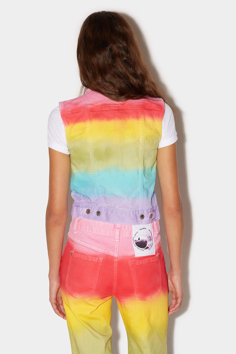 RAINBOW WASH DENIM VEST - 2