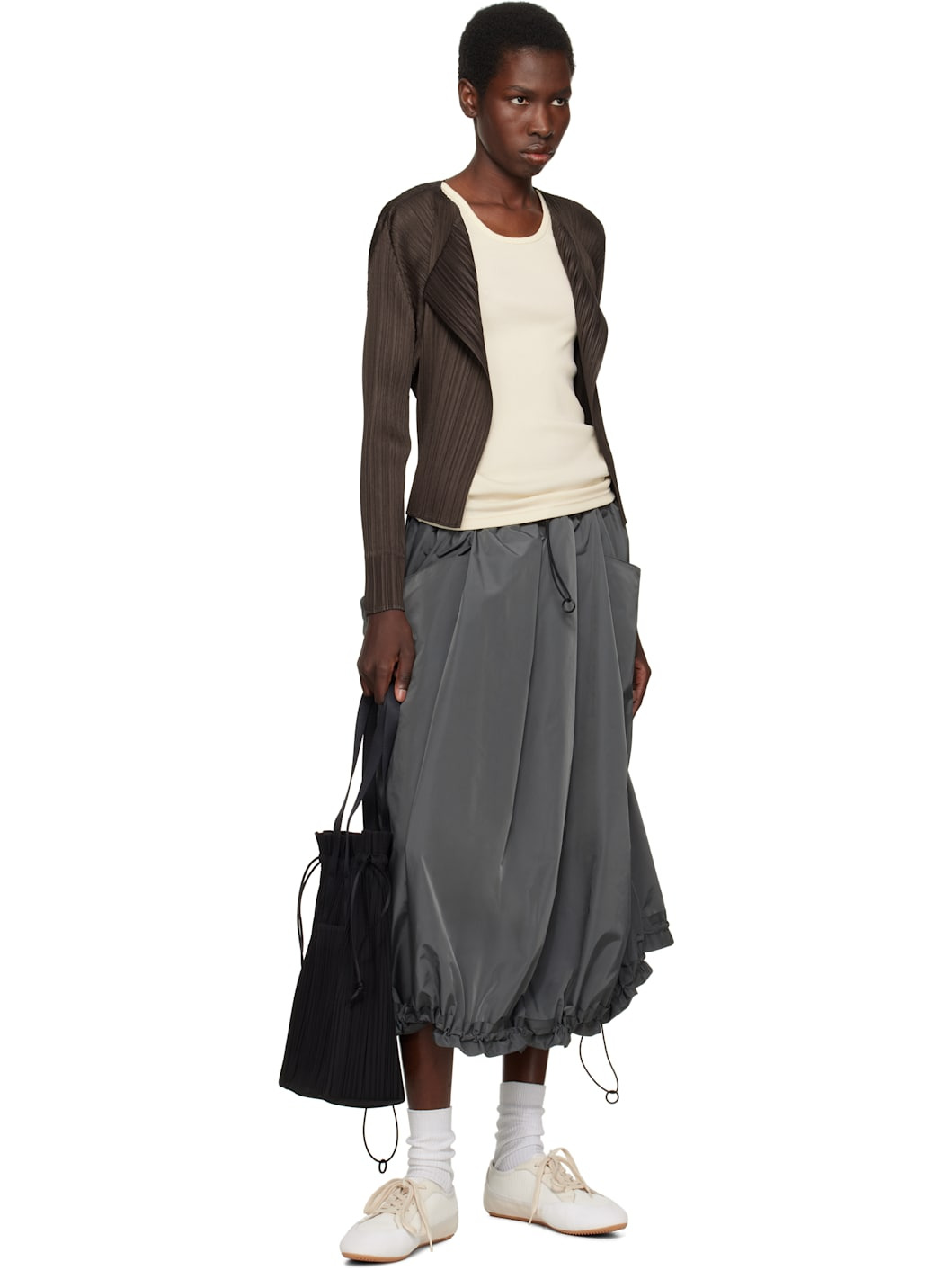 Black Pleats Tote - 4