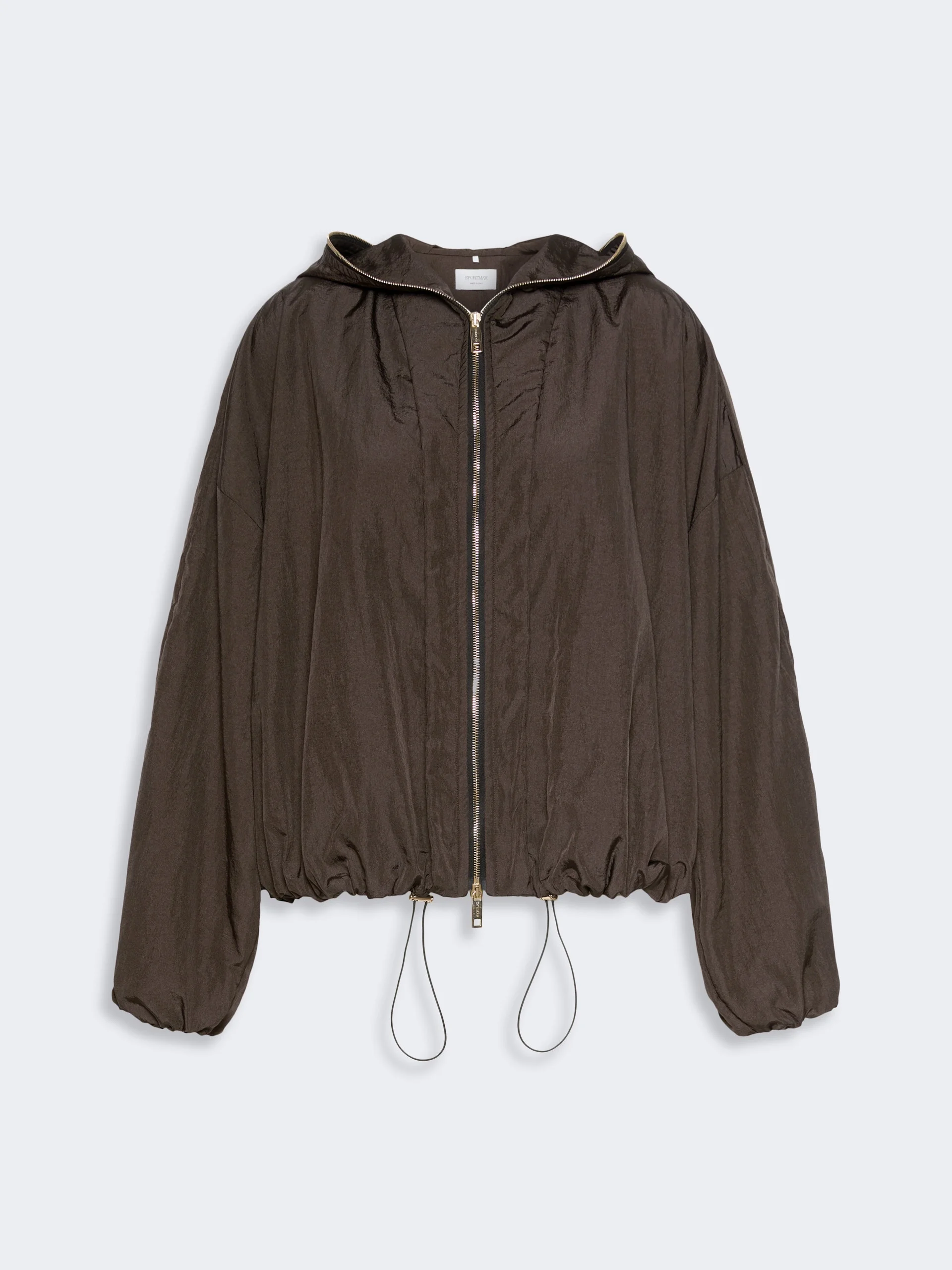 RONCHI Short crinkled fabric raincoat - DARK BROWN - 1