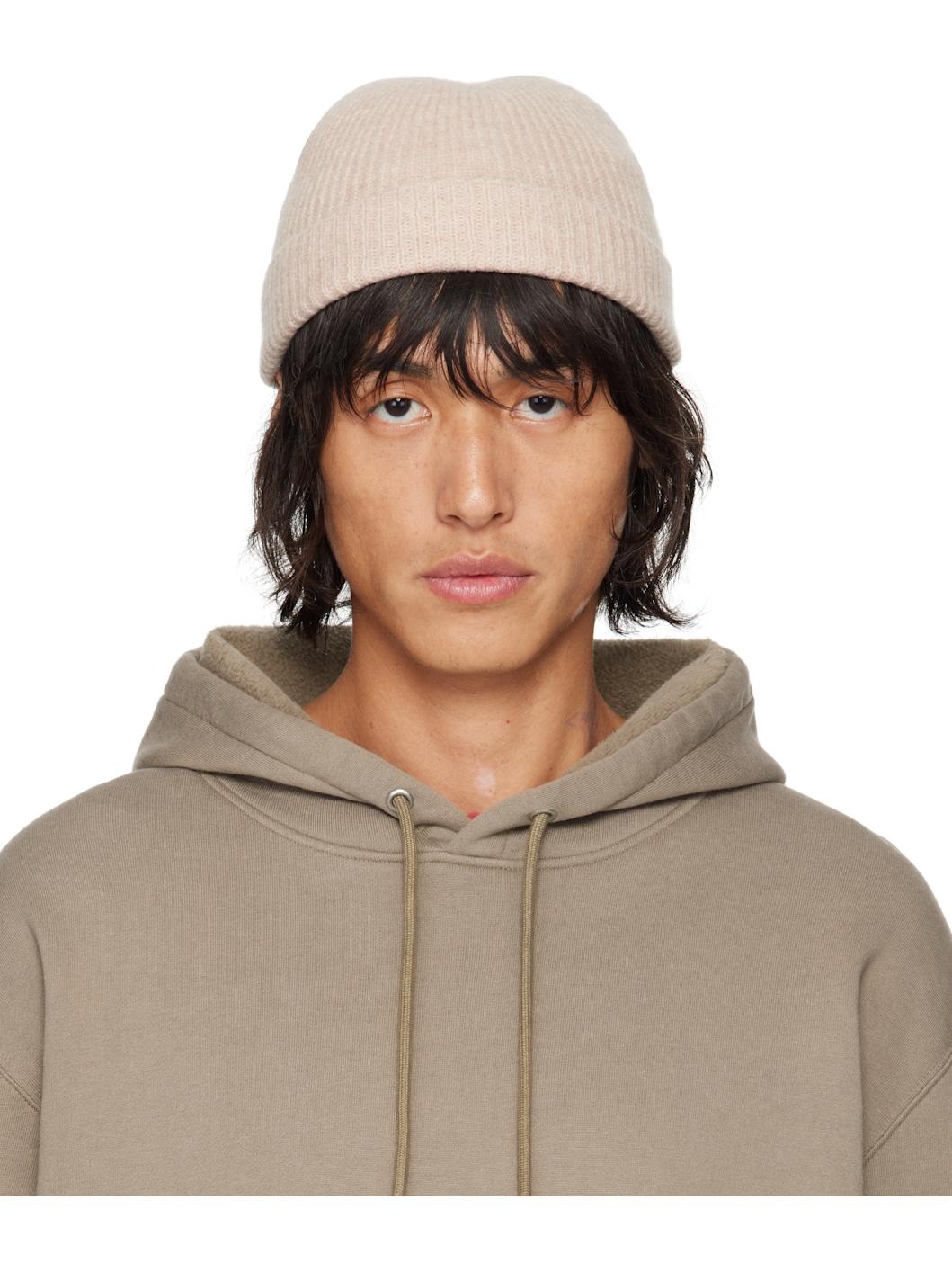 Beige Wool Soft Cord Knit Beanie - 1