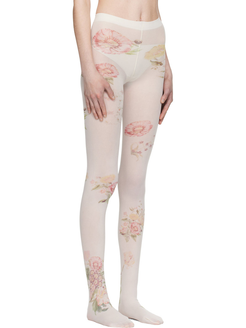 OPEN YY Off-White Floral Tights outlook