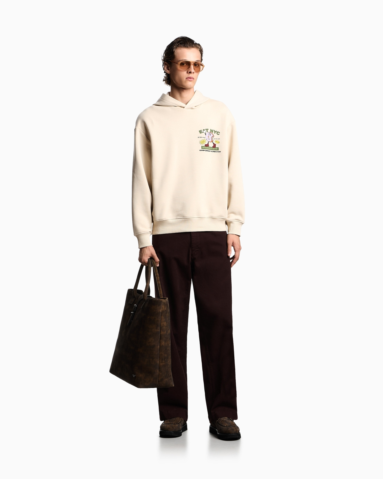 NEW YORK CAPSULE COLLECTION EAT NYC PRINT JERSEY HOODED SWEATSHIRT - 2
