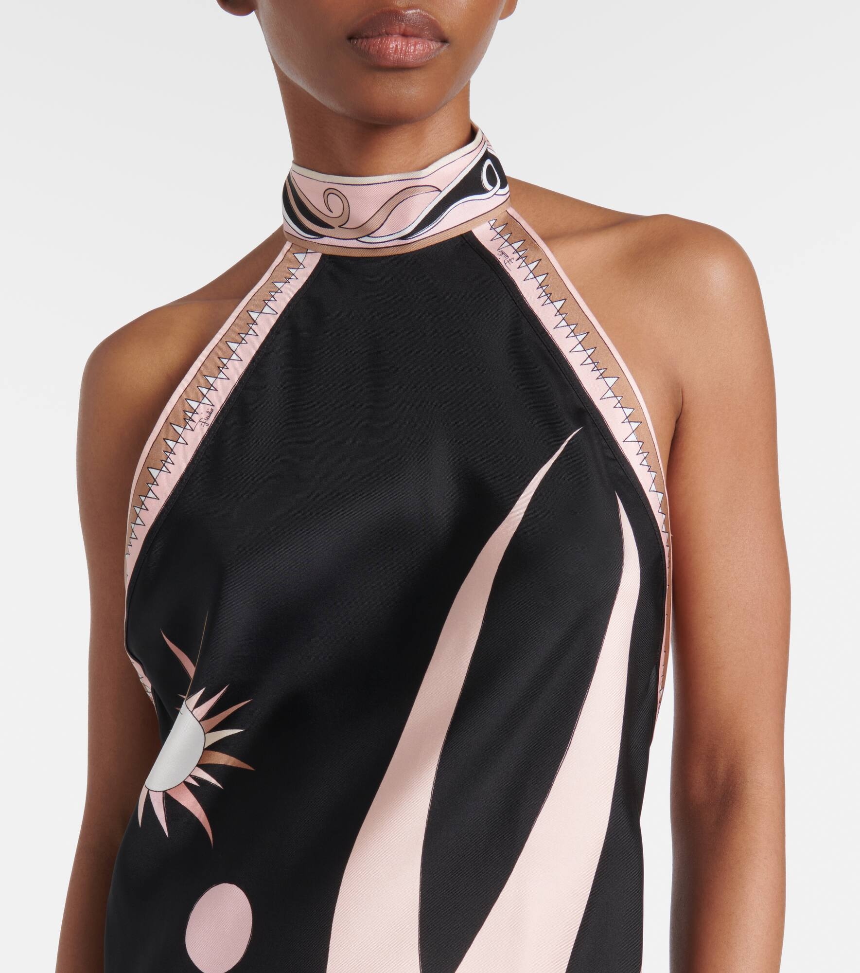 Stella halterneck silk twill maxi dress - 4
