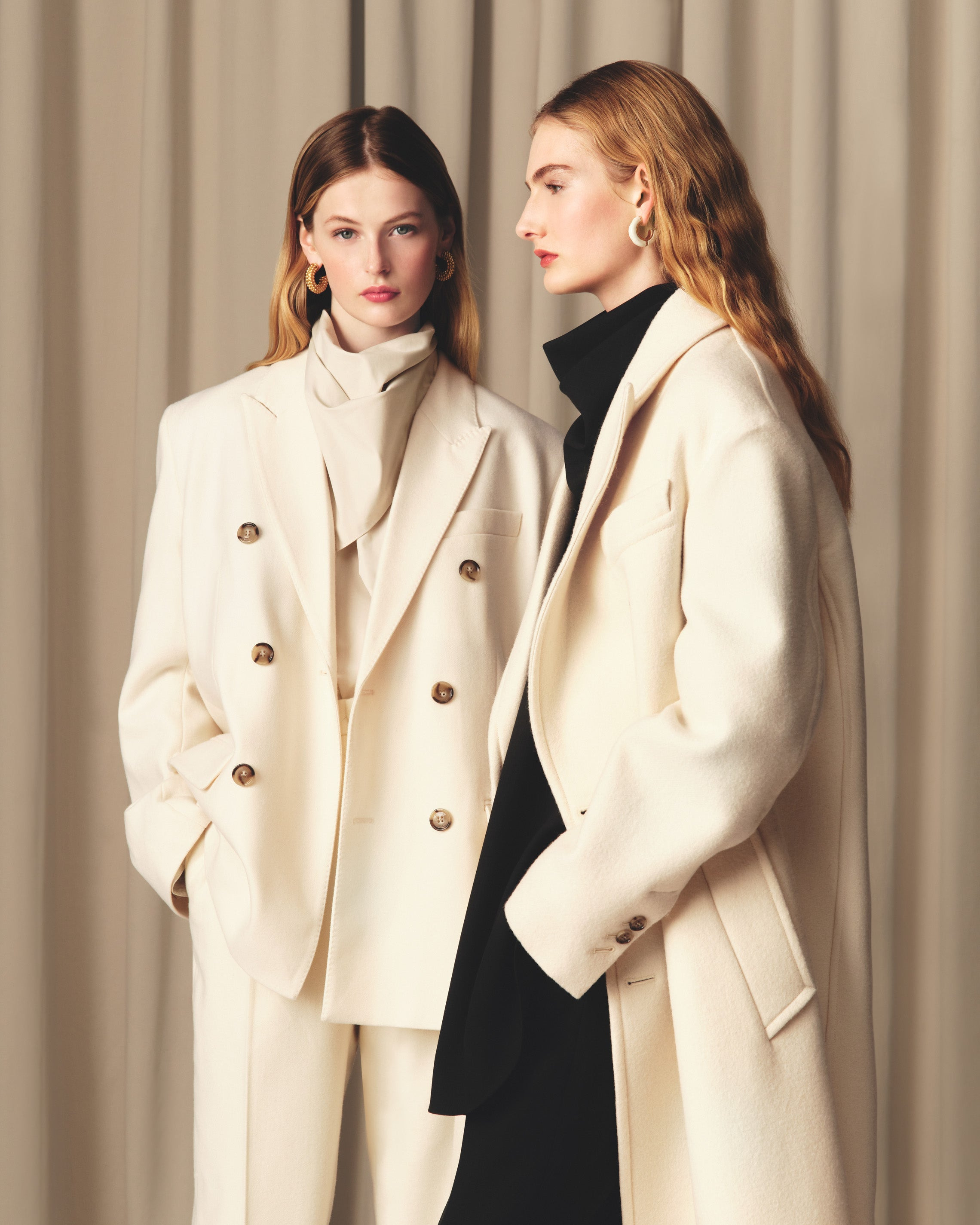 WHITE WOOL LOOSE DOUBLE BREASTED JACKET - 7
