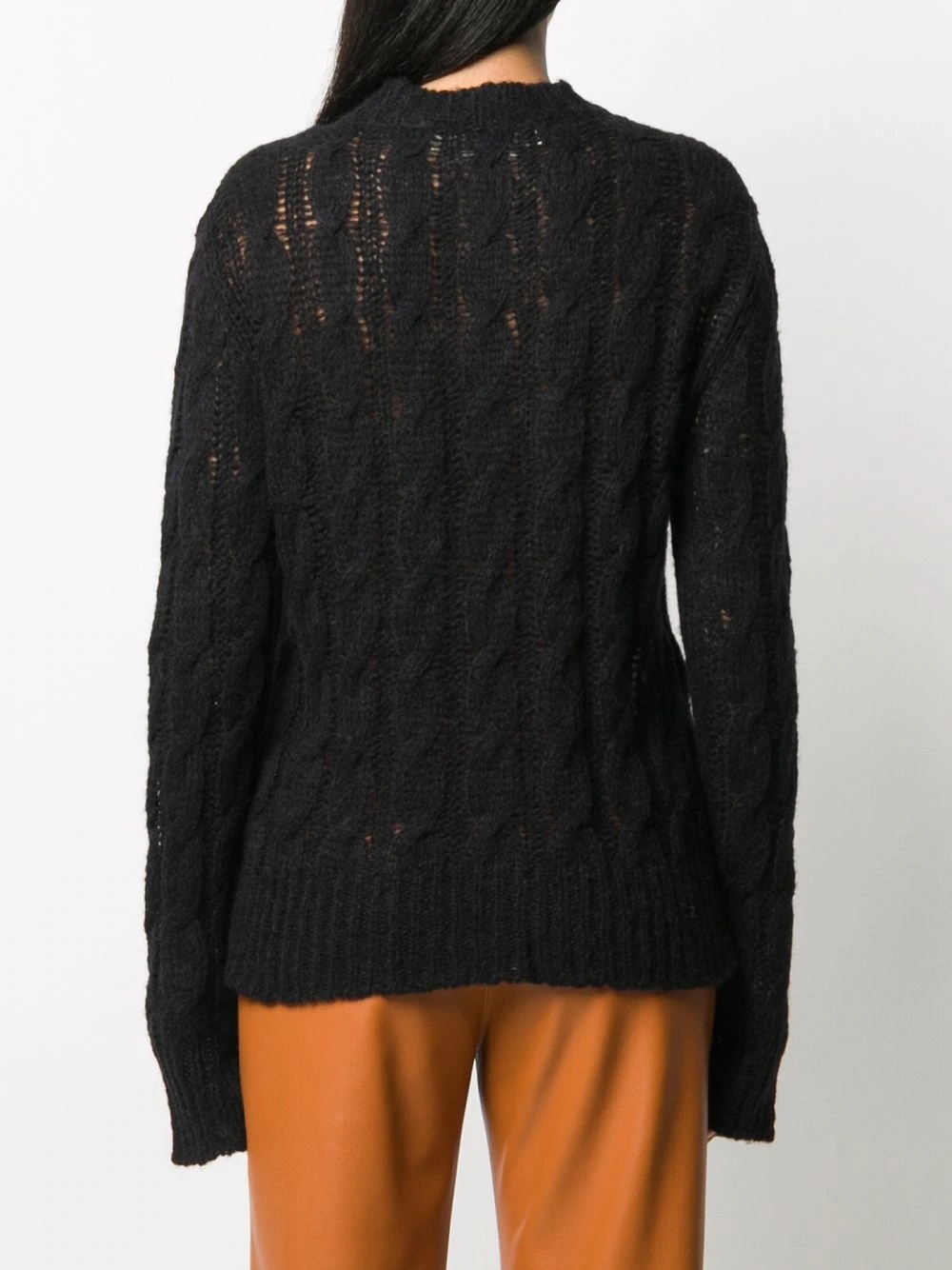 cable-knit crew-neck jumper - 4