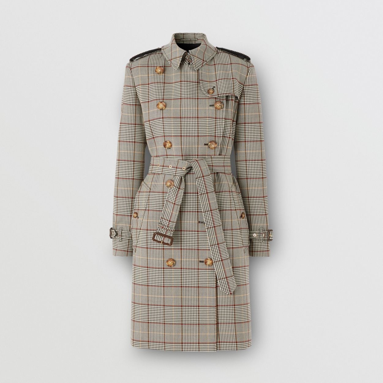 Prince of Wales Check Wool Trench Coat - 1