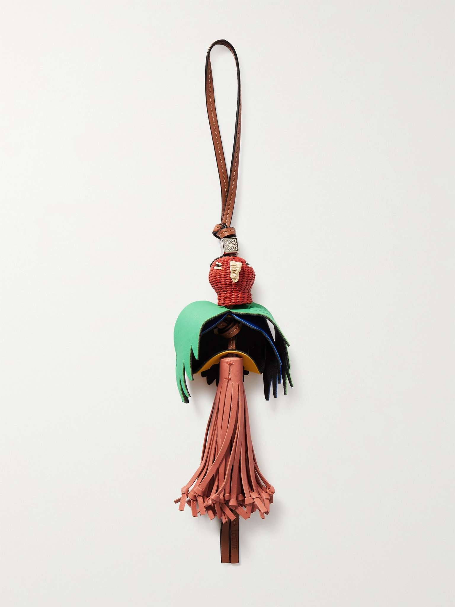 + Paula's Ibiza Parrot Woven Raffia and Leather Key Fob - 1