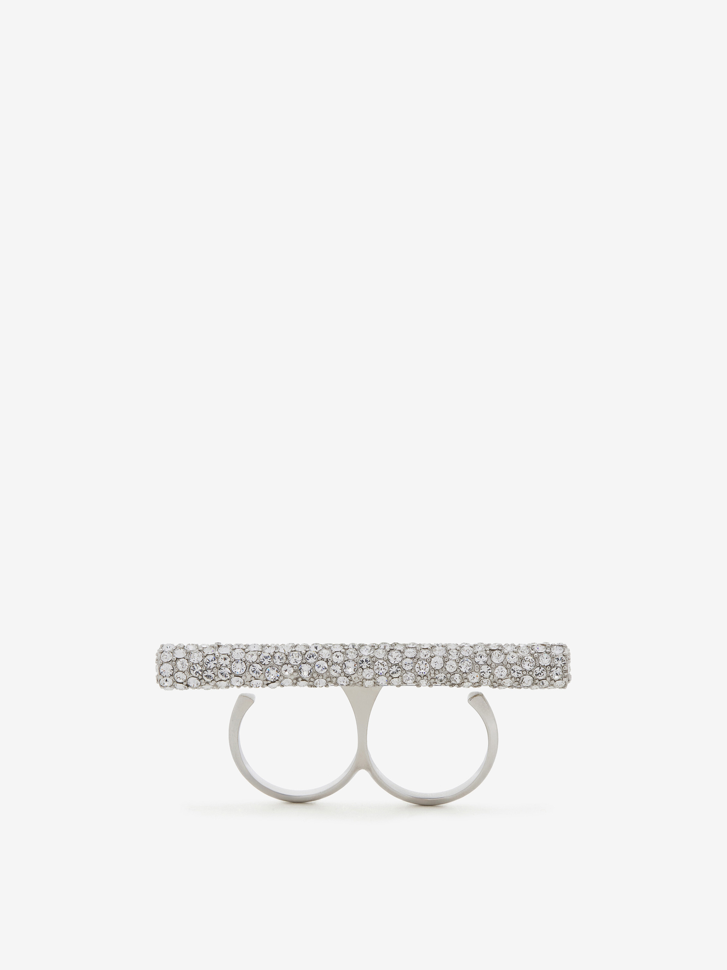 Jewelled Cross-Bar Double Ring - 3