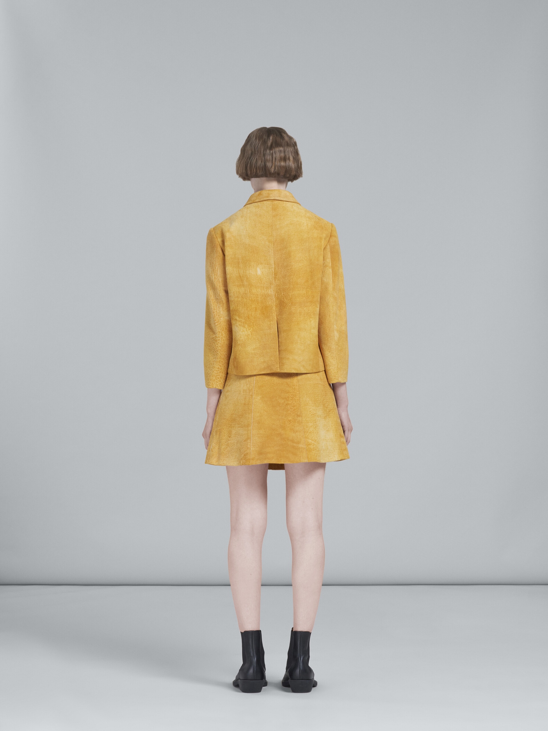LIGHT ORANGE LEATHER CROPPED JACKET - 3
