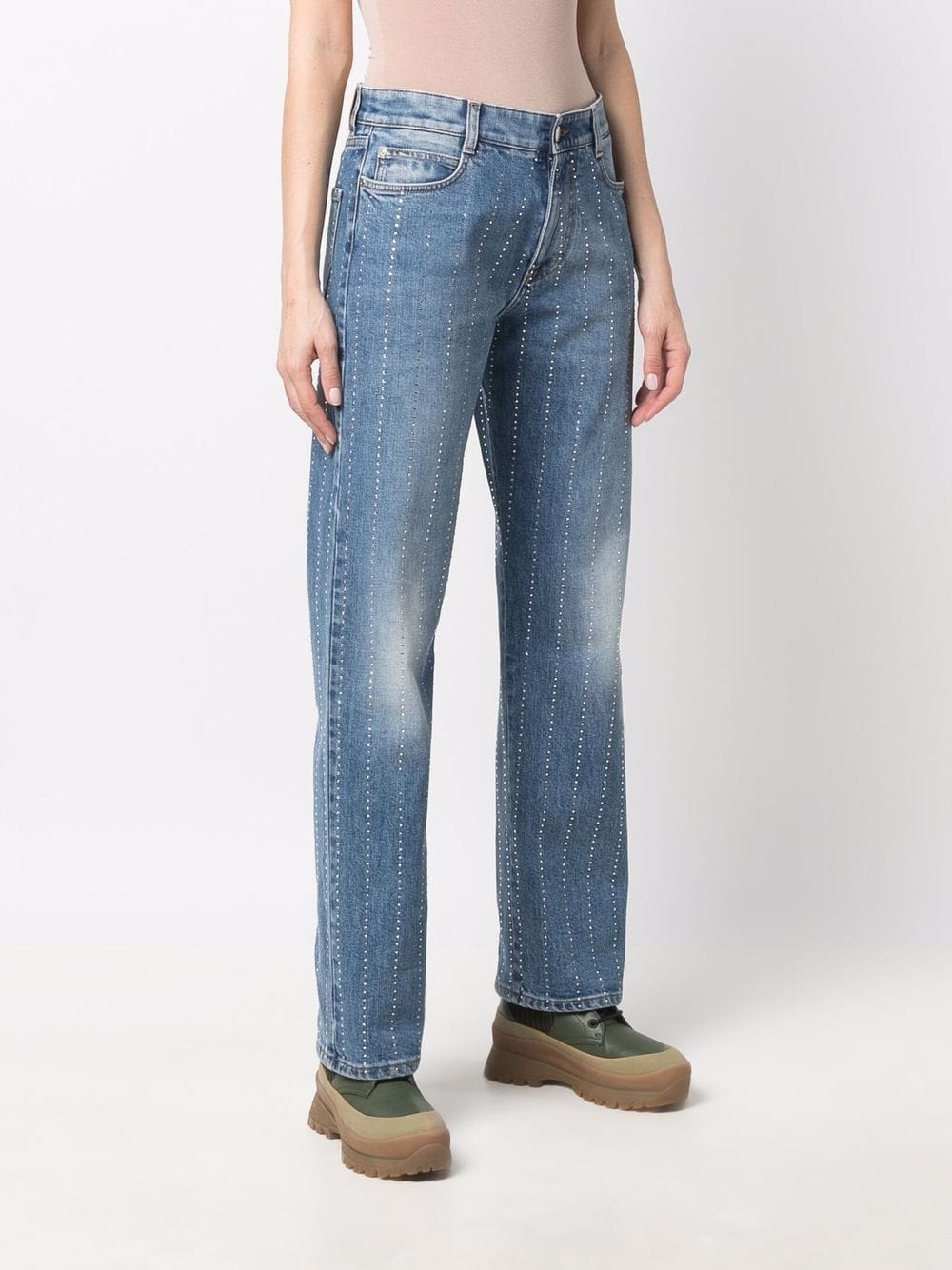 rhinestone-embellished straight-leg jeans - 3