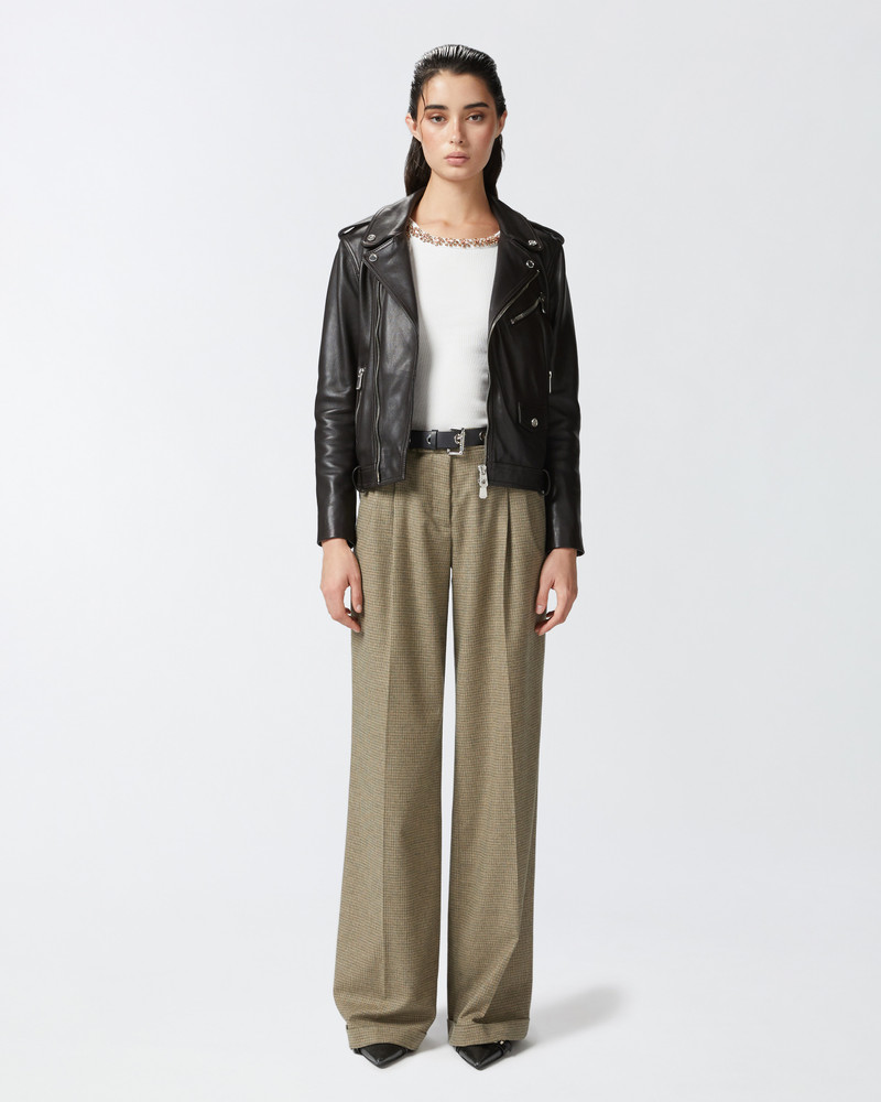 PINKO WIDE-LEG CHECK FLANNEL TROUSERS outlook