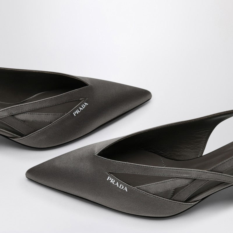 Prada Slate Grey Satin Décolleté With Cut Out Women - 4