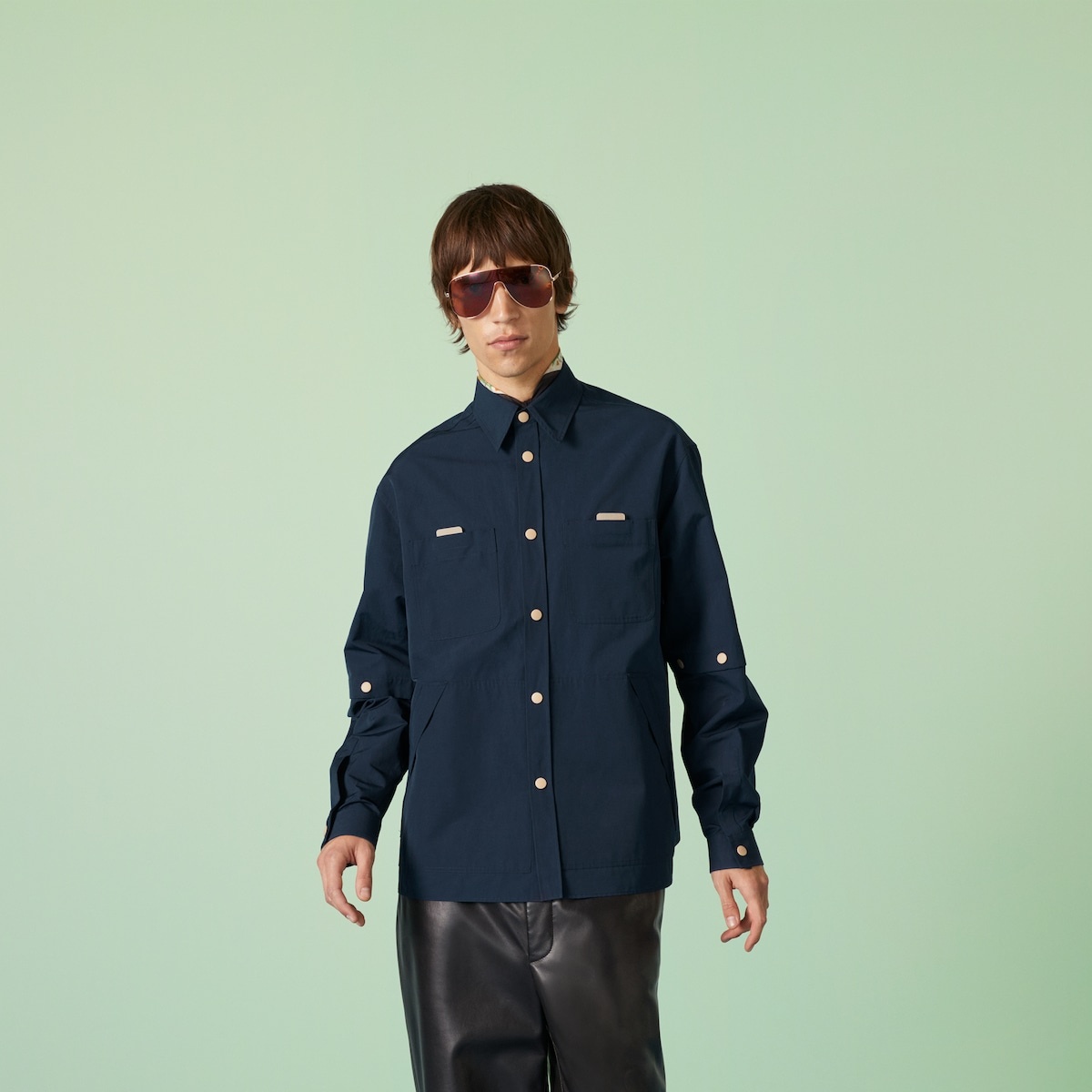 Cotton nylon shirt with embroidery - 6