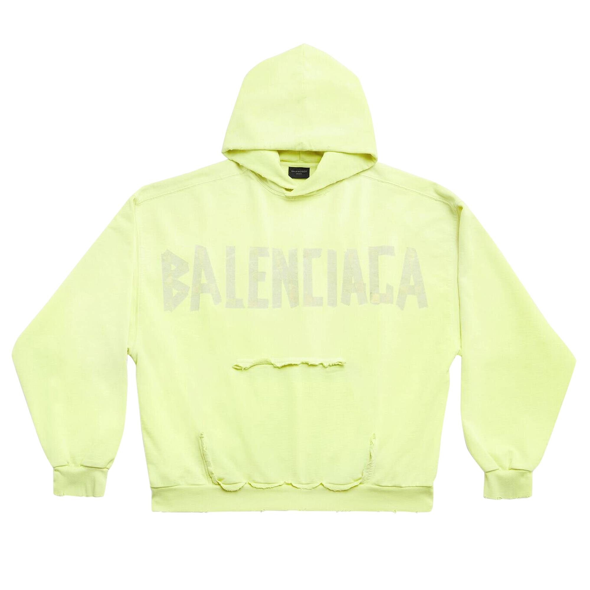 Balenciaga Ripped Pocket Hoodie 'Fluo Yellow' - 1