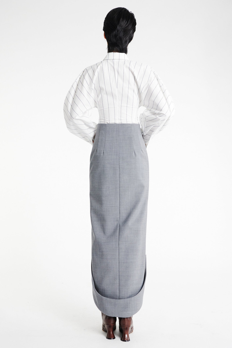 TAILORED SKIRT WITH JACKET COLLAR AT HEM GREY MELANGE 3