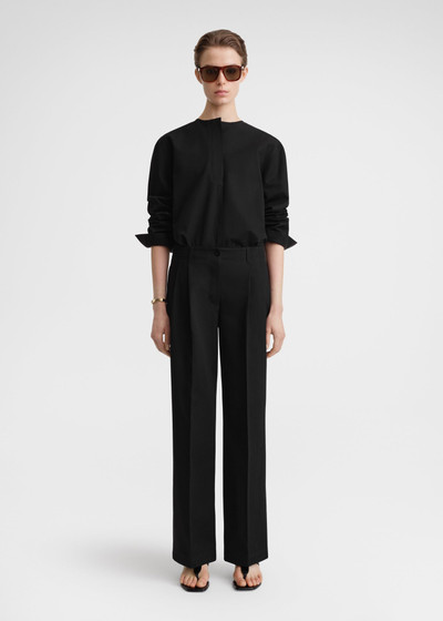 Totême Collarless cotton-twill shirt black outlook