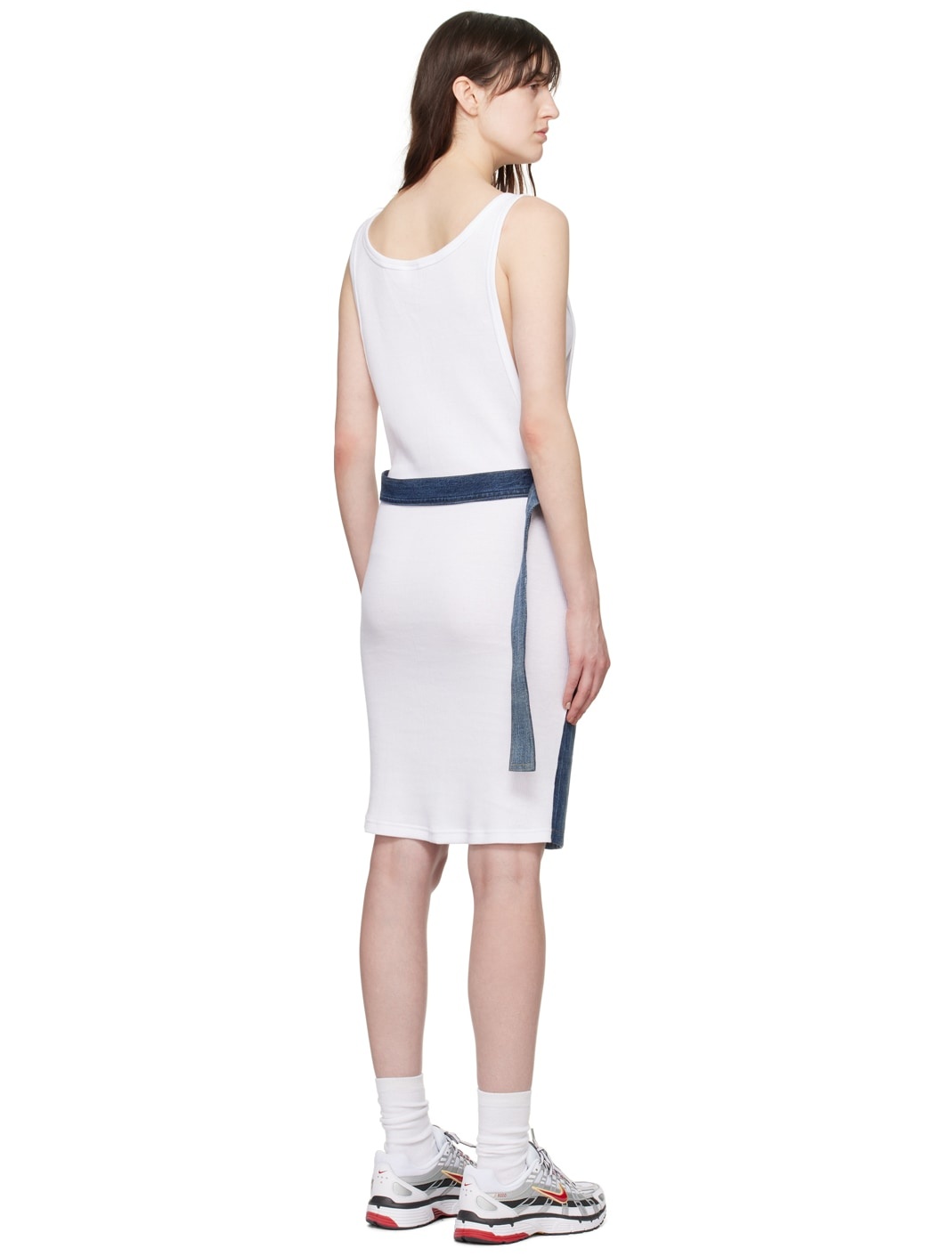 White & Indigo Pocketlegdress Midi Dress - 3