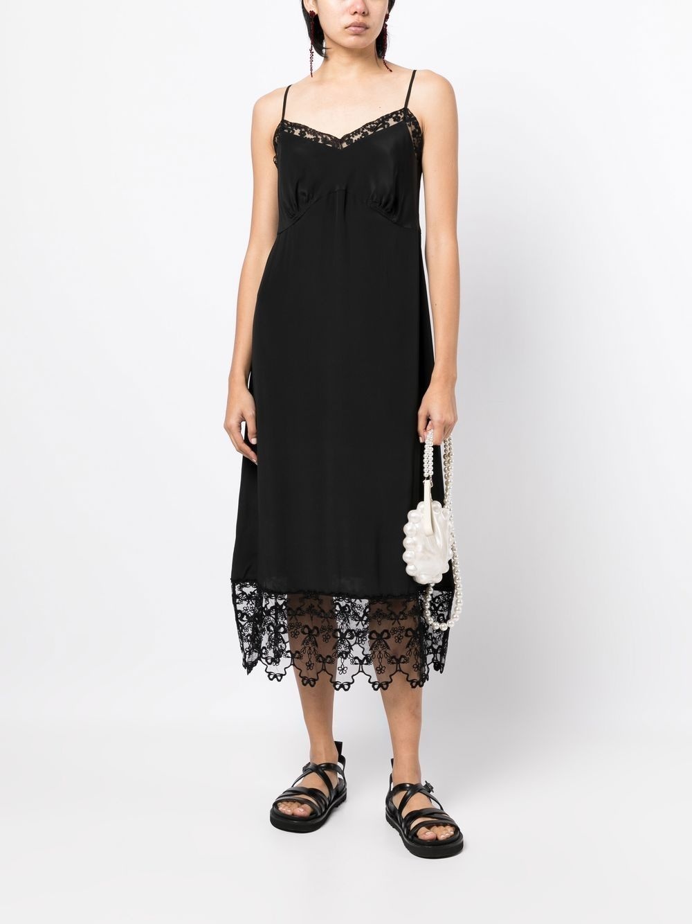 lace-trimmed midi dress - 2