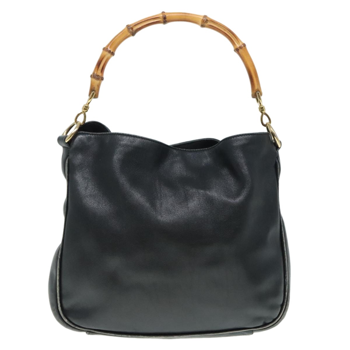 GUCCI Bamboo Hand Bag Leather Black Gold 001 1638 001 1638 - 13