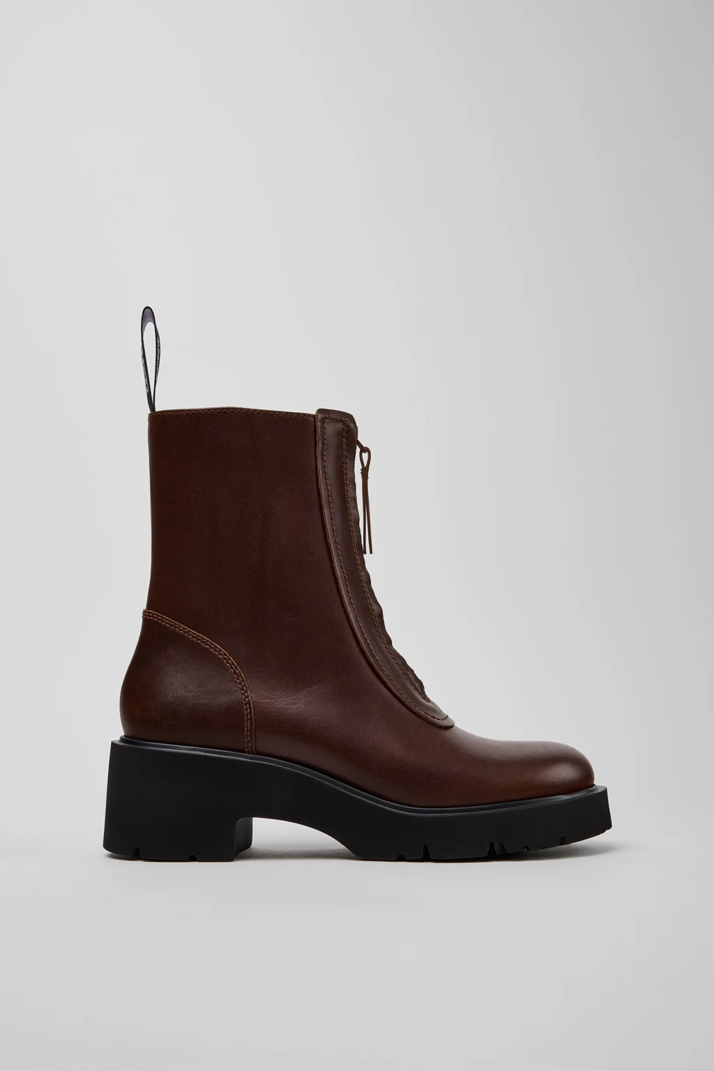 Milah Brown Leather Ankle Boots for Women. - 1