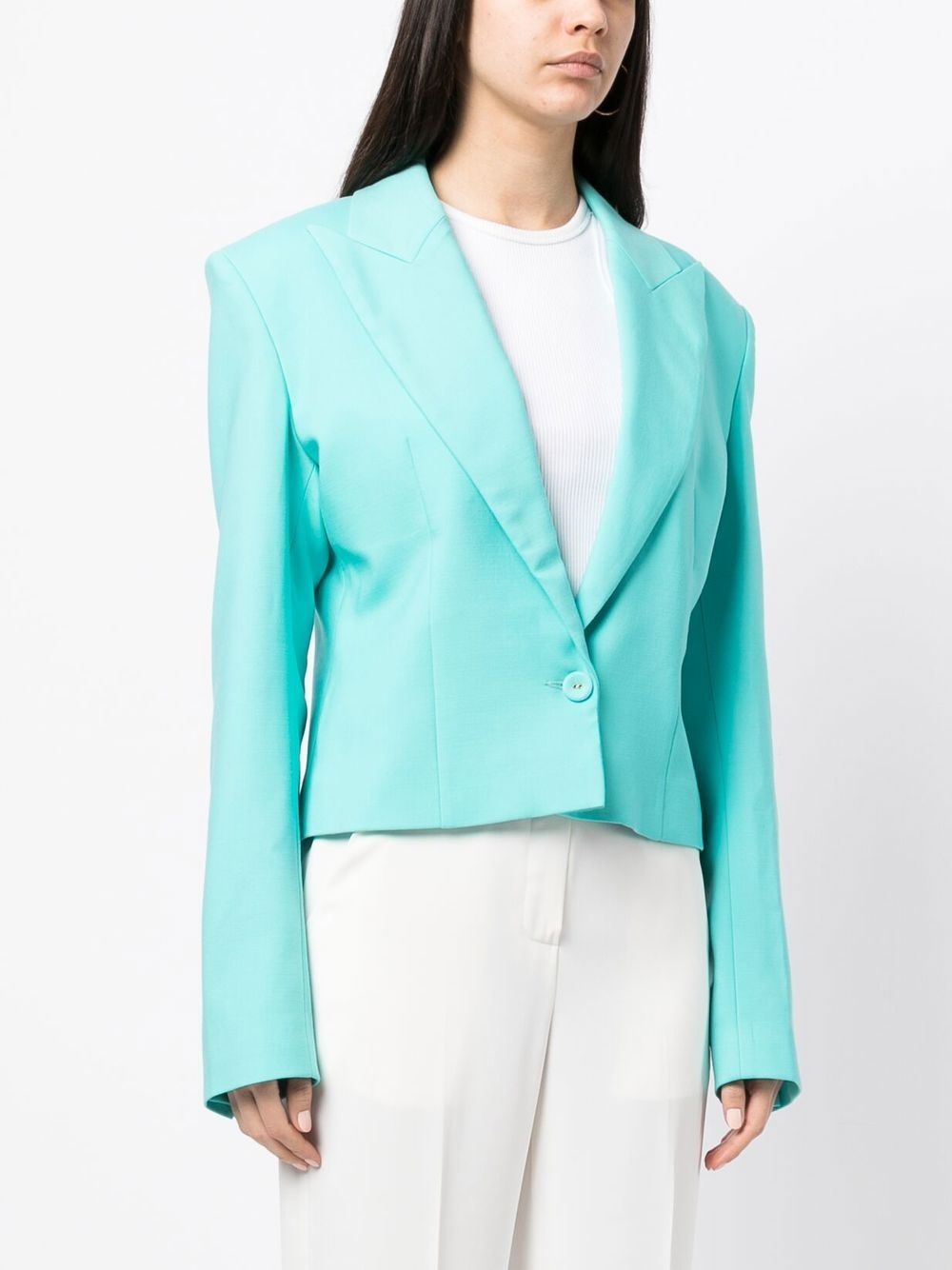 cropped padded-shoulder blouse - 3