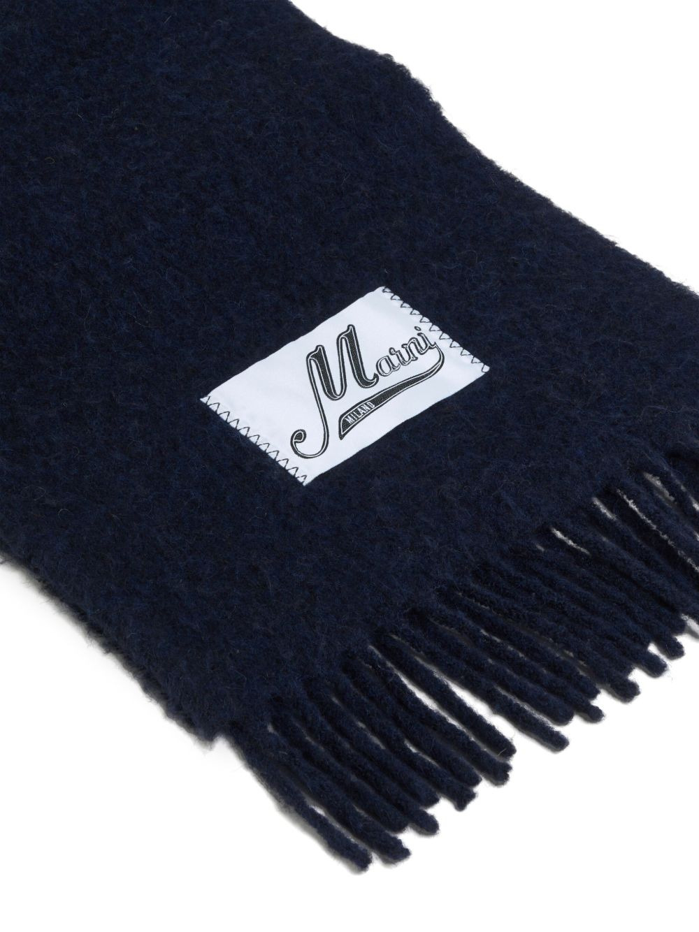 logo-patch fringed scarf - 2