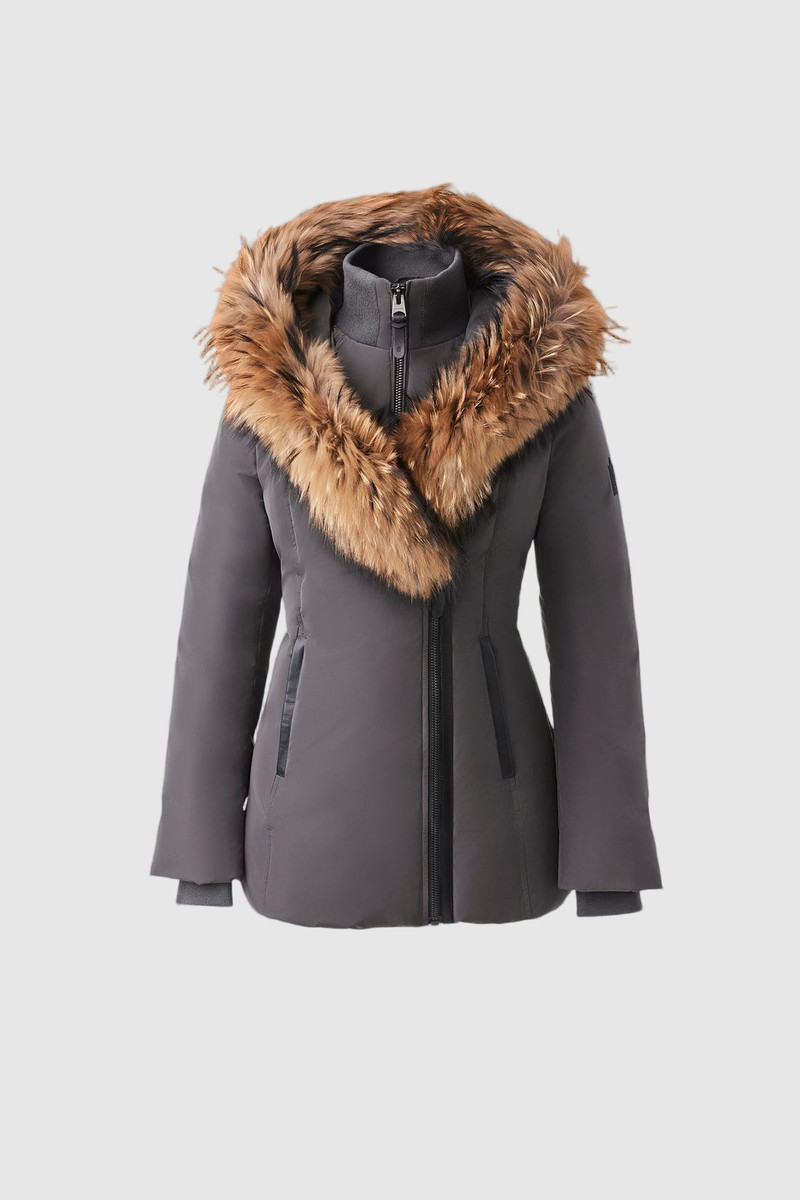 ADALI down coat with natural fur Signature Mackage Collar 1