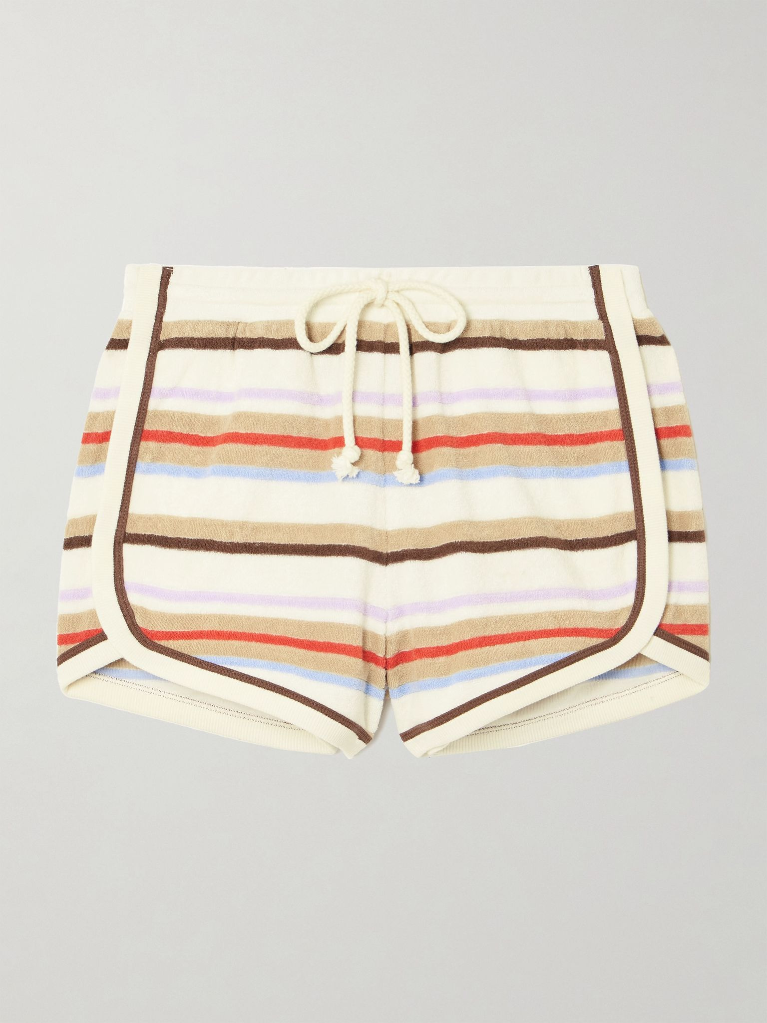 Mulberry striped cotton-blend terry shorts Cream - 1