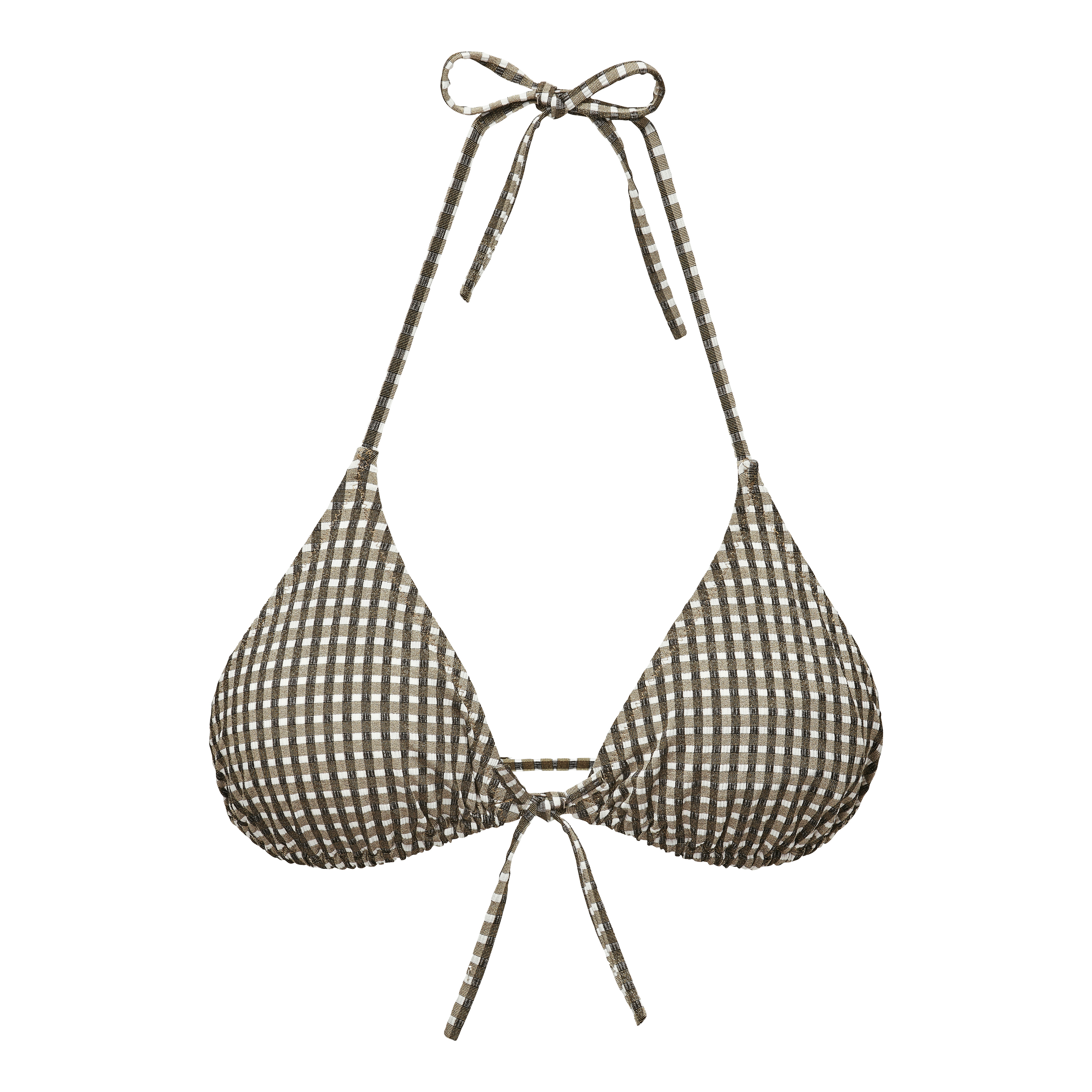 Women Triangle Bikini Top Pocket Checks - 1