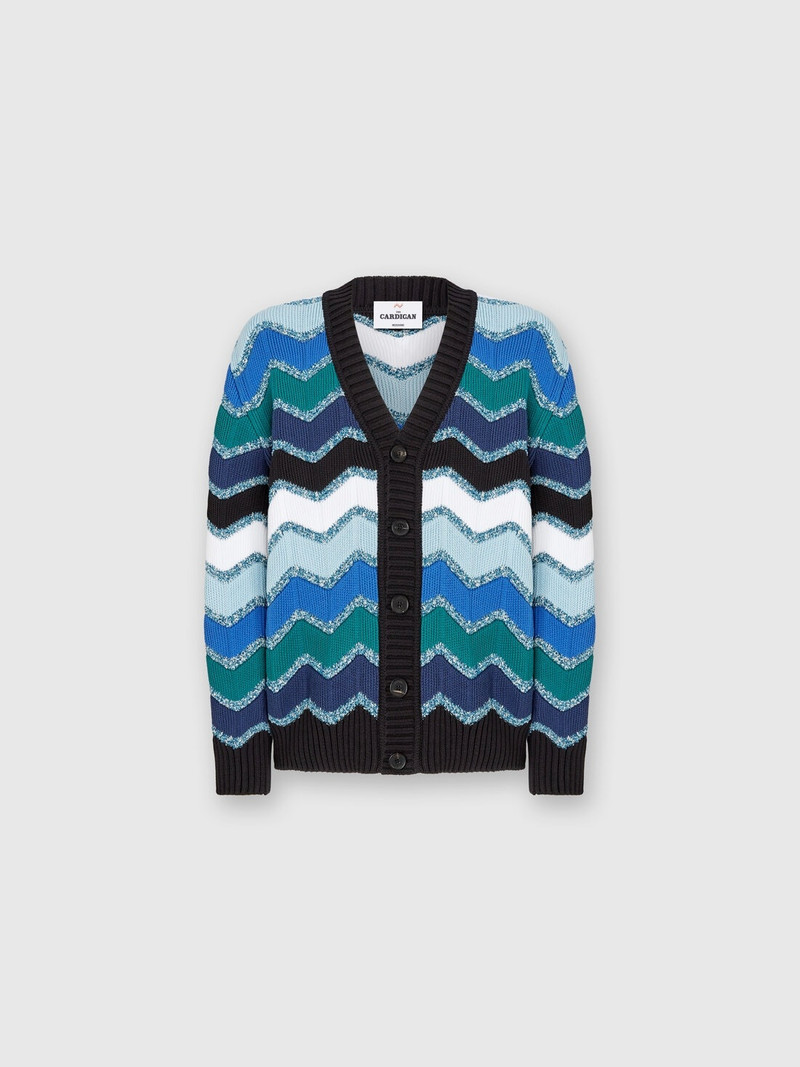 Cardigan with macro zigzag and mélange details 1