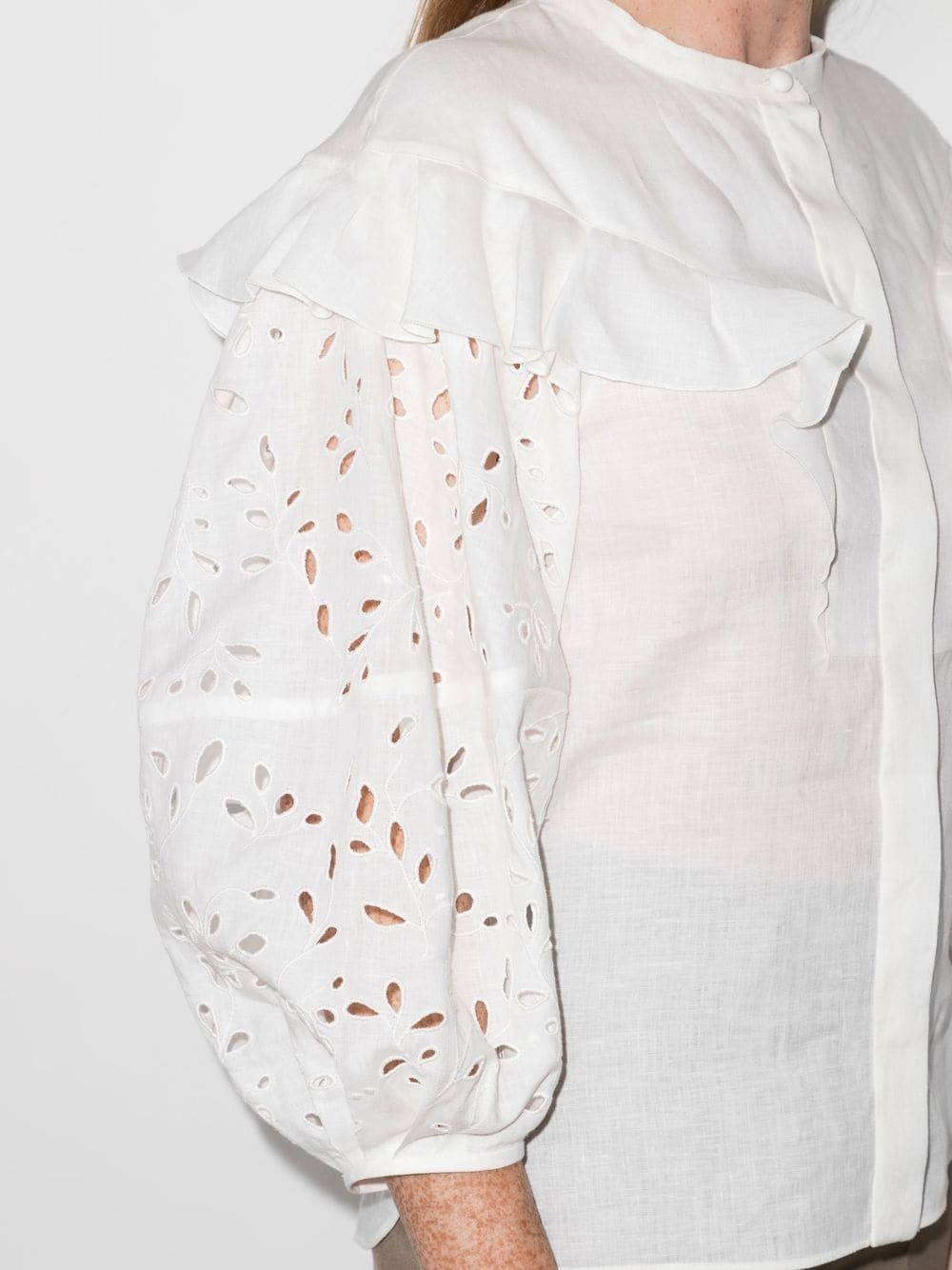 broderie-anglaise ruffled blouse - 4